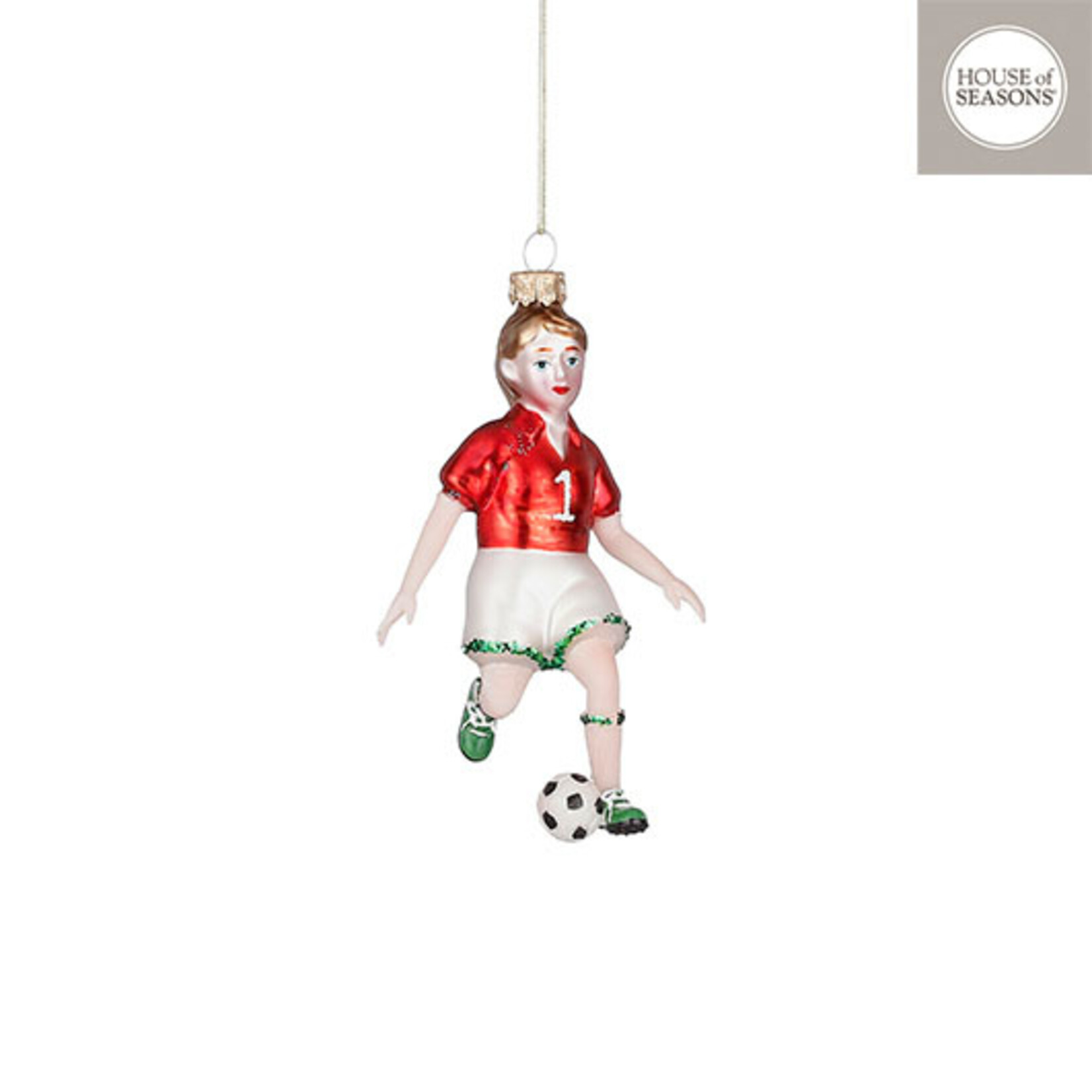 edelman Ornament soccer rood - l7xb6,5xh13,5cm