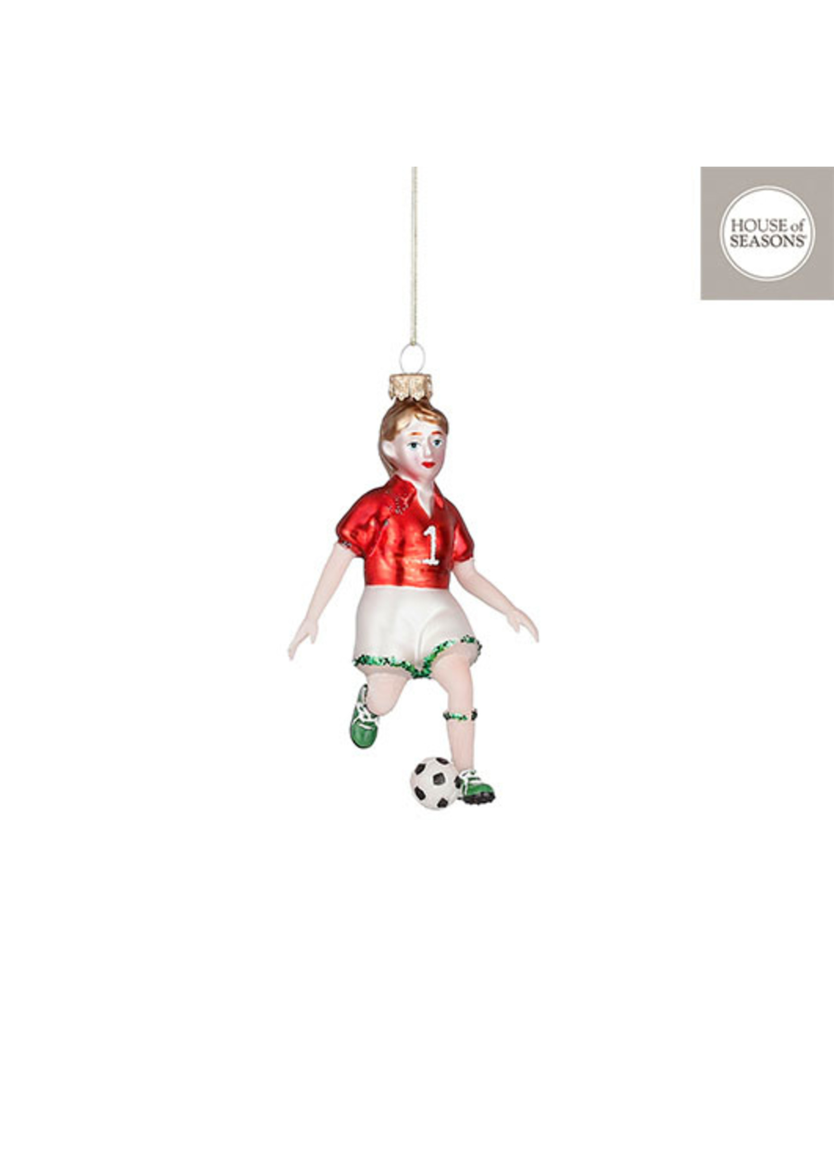 edelman Ornament soccer rood - l7xb6,5xh13,5cm