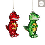 edelman Ornament dinosaurus groen rood 2 assorti - l10xb4,5xh12cm