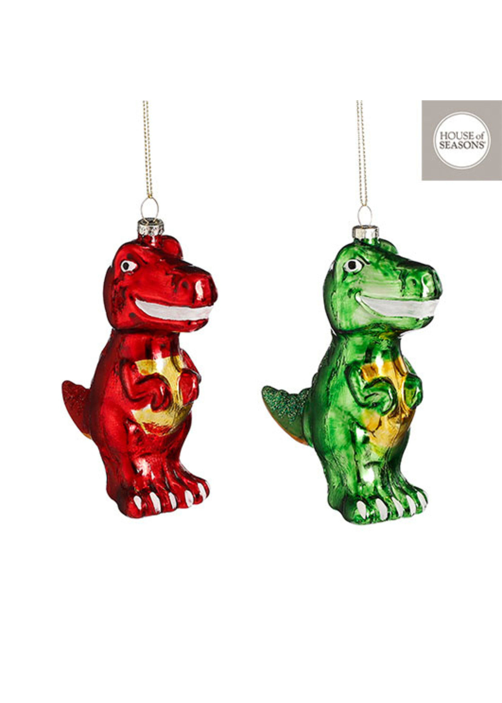 edelman Ornament dinosaurus groen rood 2 assorti - l10xb4,5xh12cm