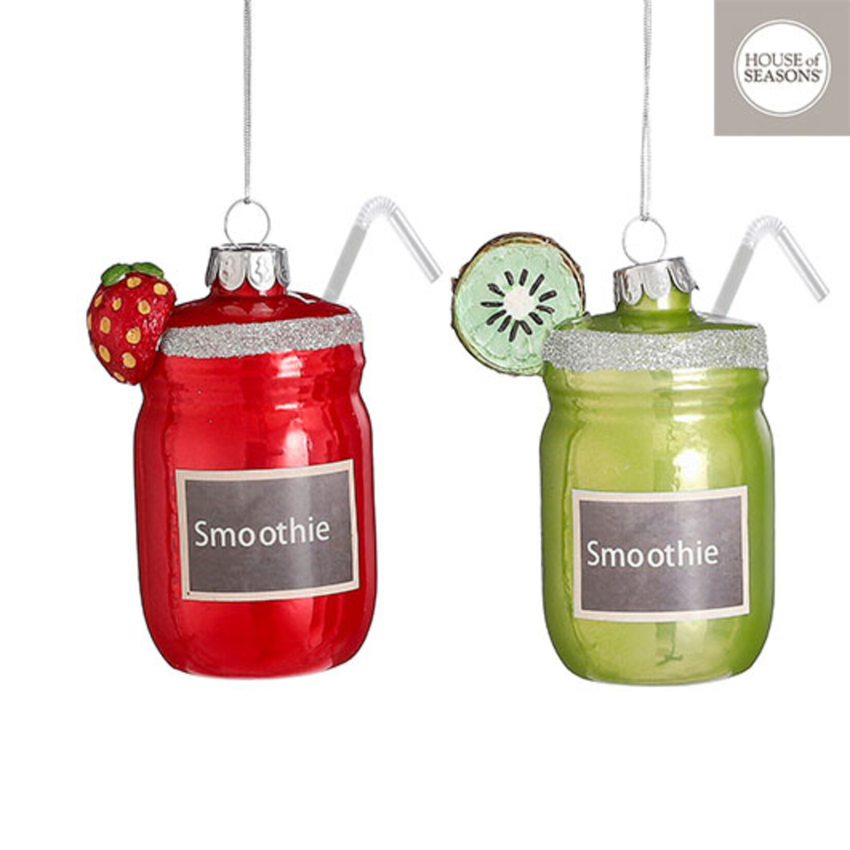 edelman Ornament smoothie groen rood 2 assorti - l5,5xb5,5xh11,5cm