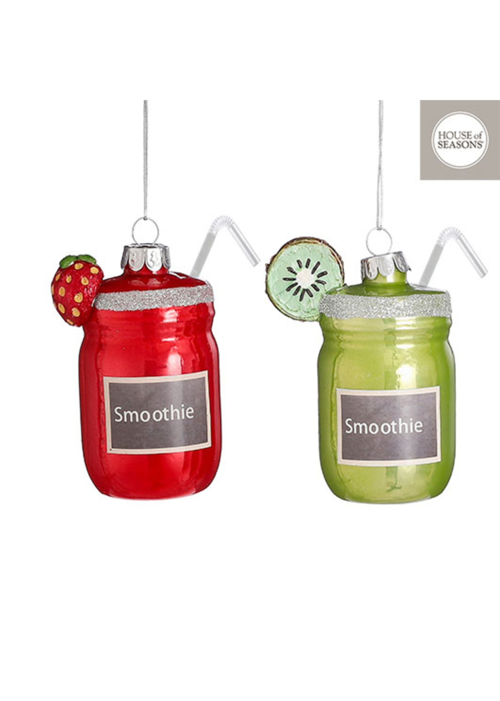 edelman Ornament smoothie groen rood 2 assorti - l5,5xb5,5xh11,5cm