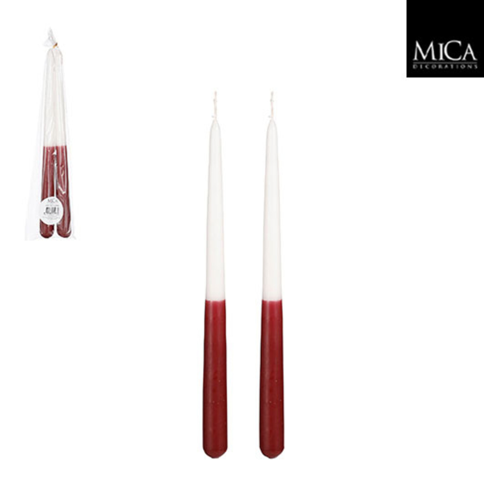 edelman Dip-dye dinerkaars bordeaux 2 stuks - h30xd2,2cm