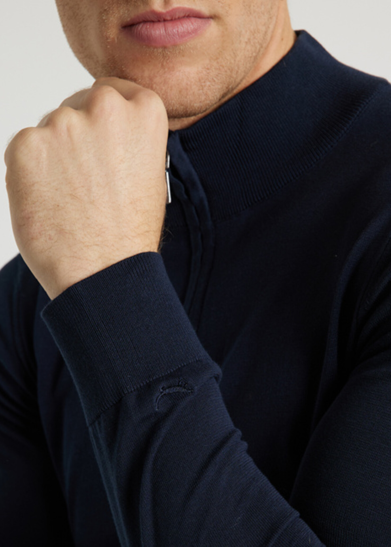 Comodo Shirts Navy blue half-way zip sweater