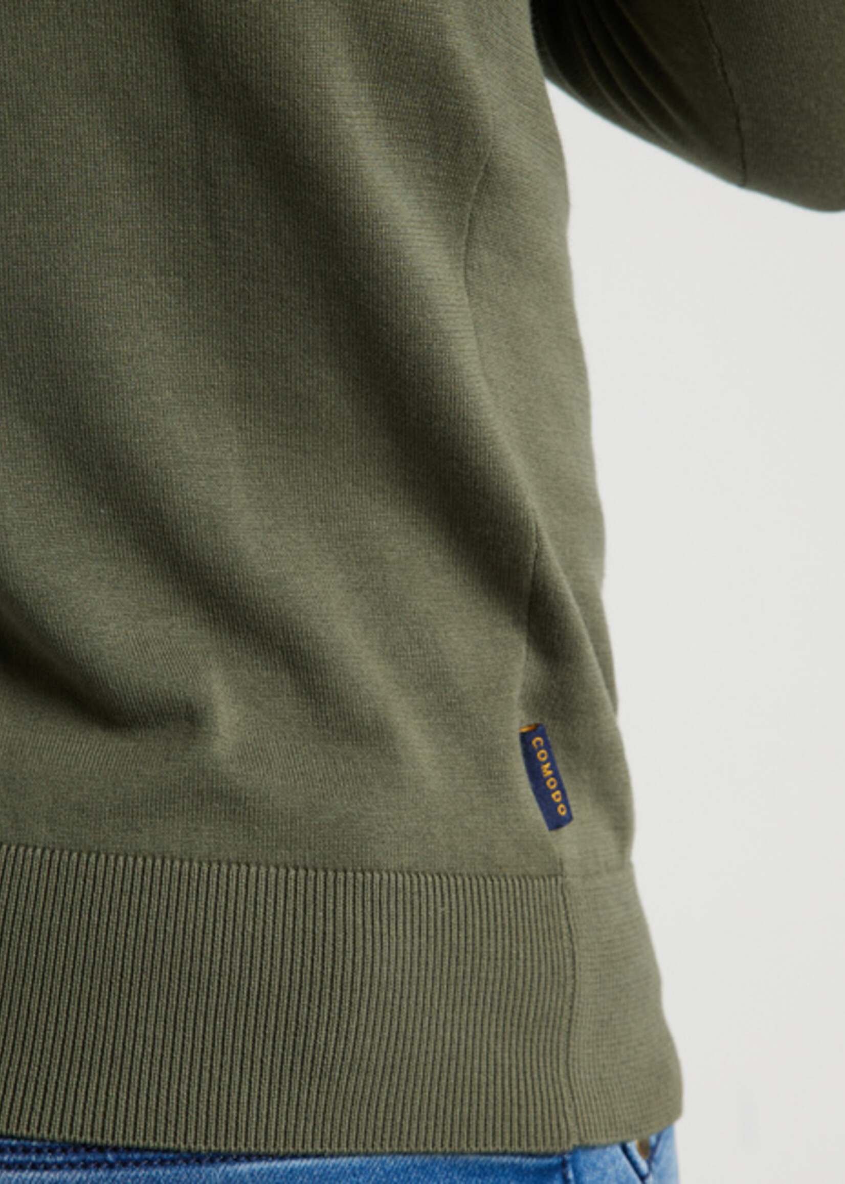 Comodo Shirts Thyme green half-way zip sweater