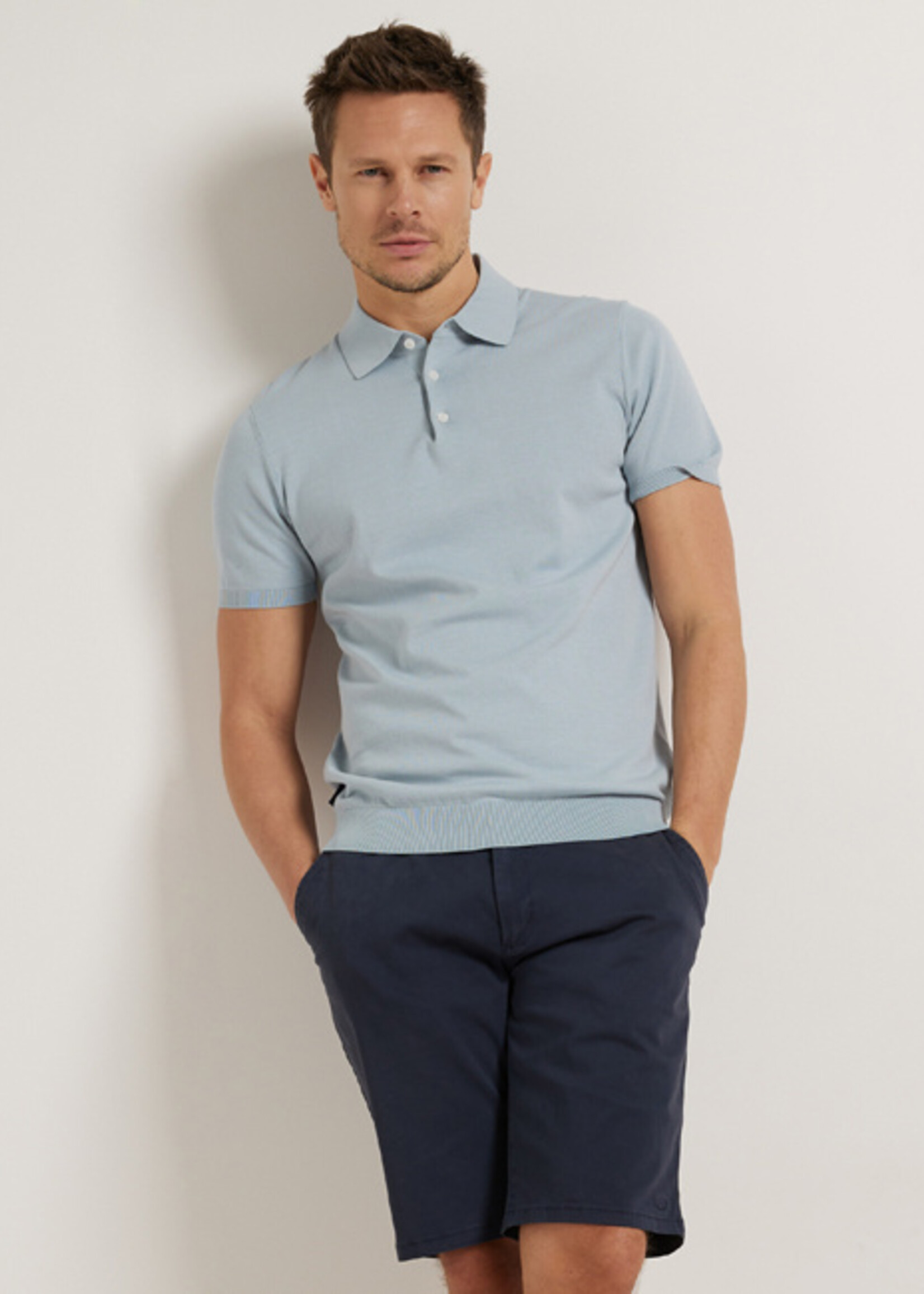 Comodo Shirts Celestial Blue fijngebreide polo