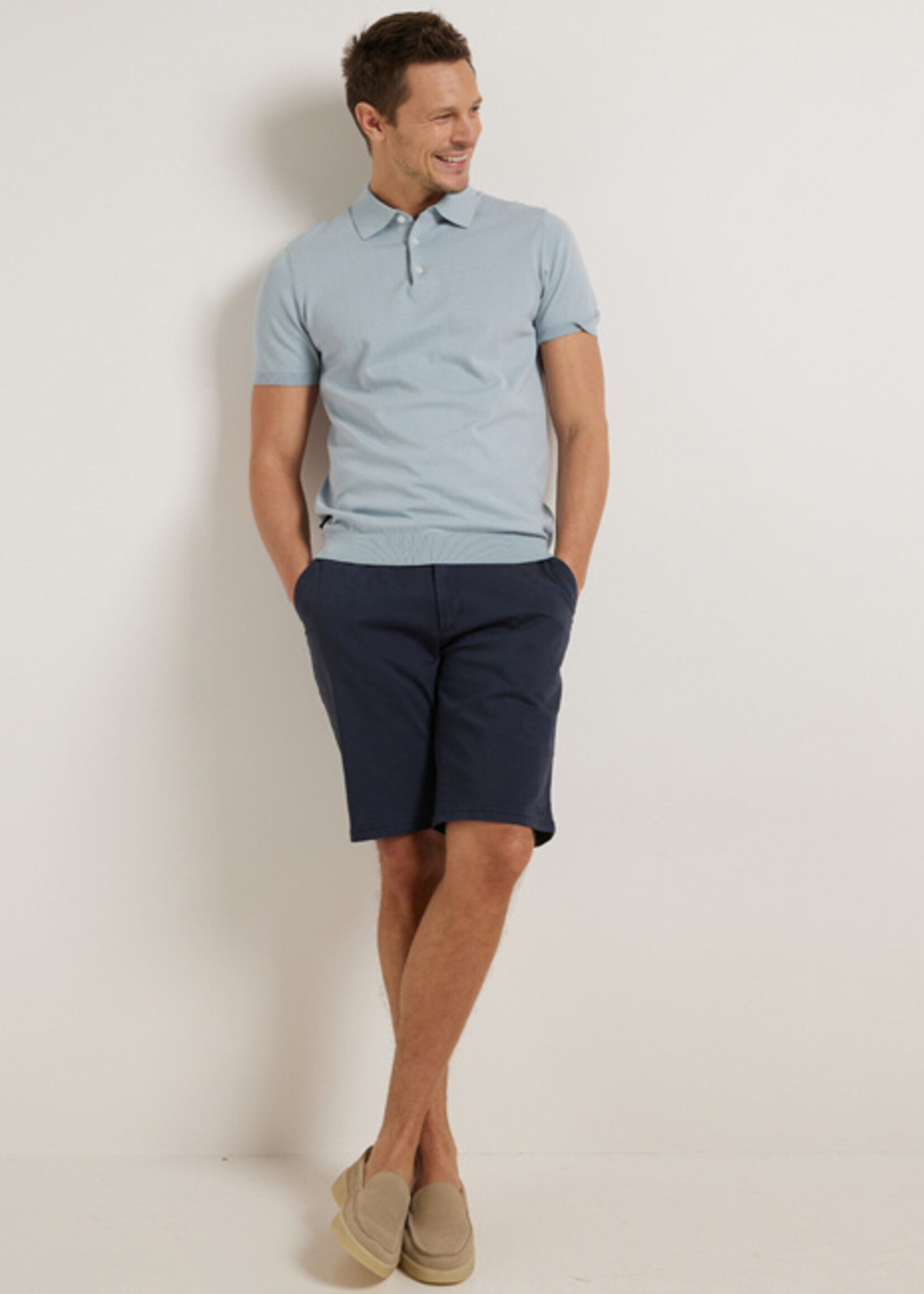 Comodo Shirts Celestial Blue fijngebreide polo