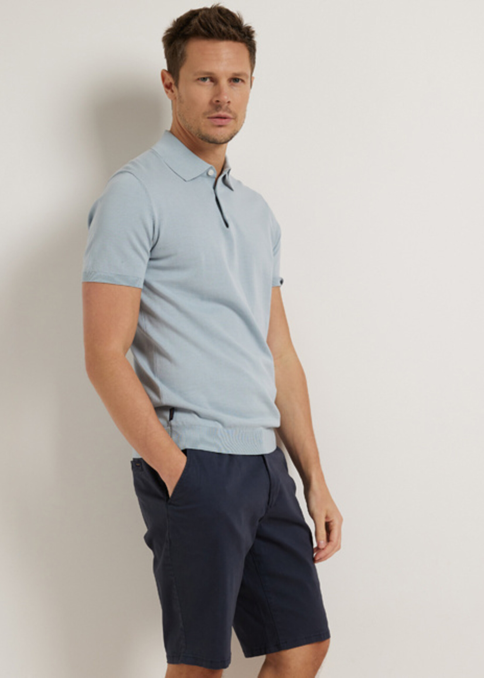 Comodo Shirts Celestial Blue fijngebreide polo