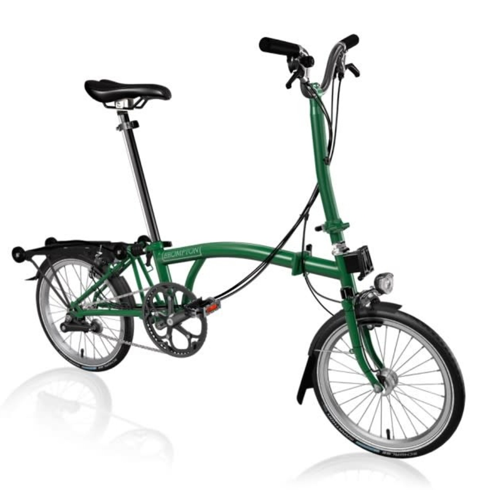 Brompton C Line Explore High Folding Bike with Rack - Racing Green