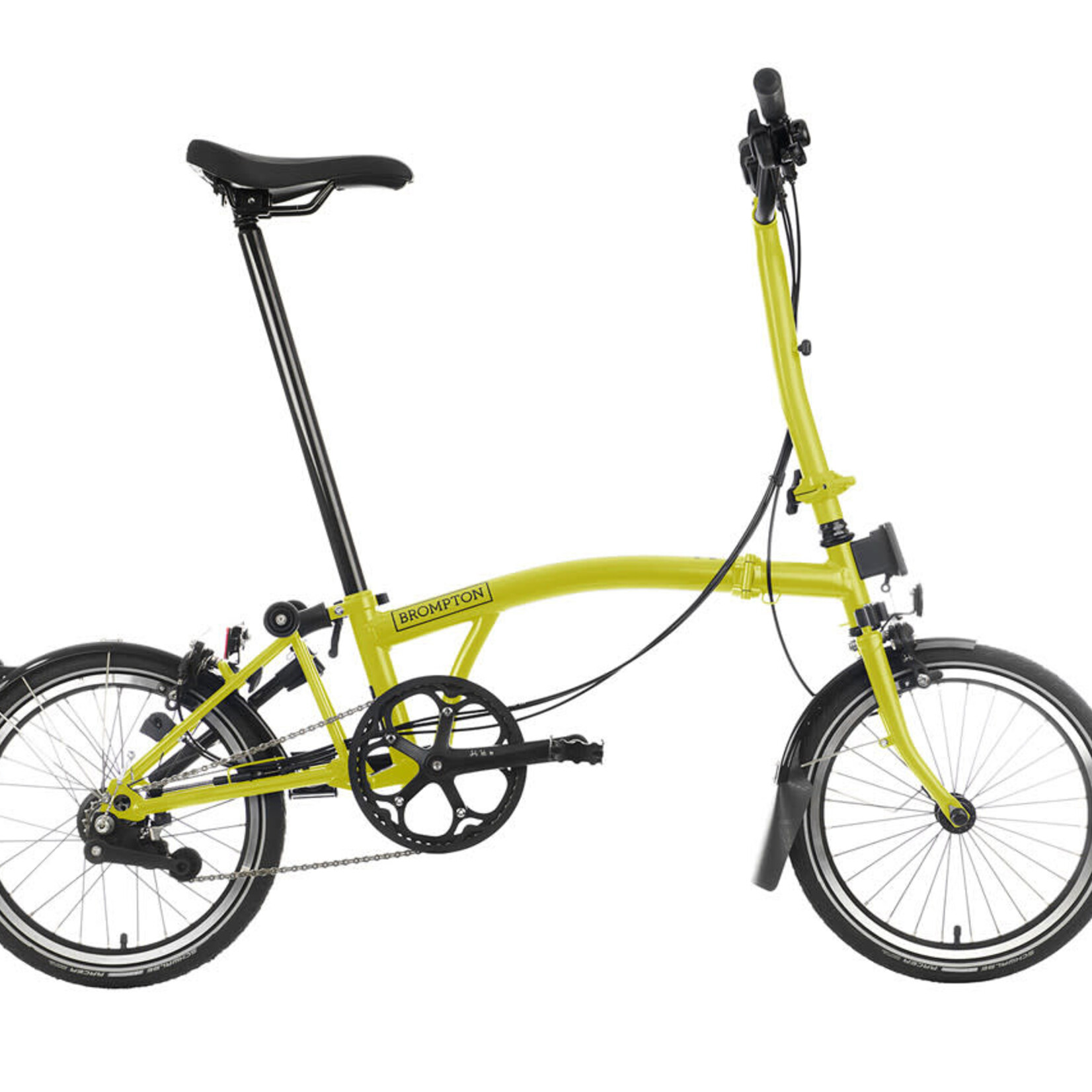 Brompton C Line Explore High Folding Bike with Rack - Yuzu Lime