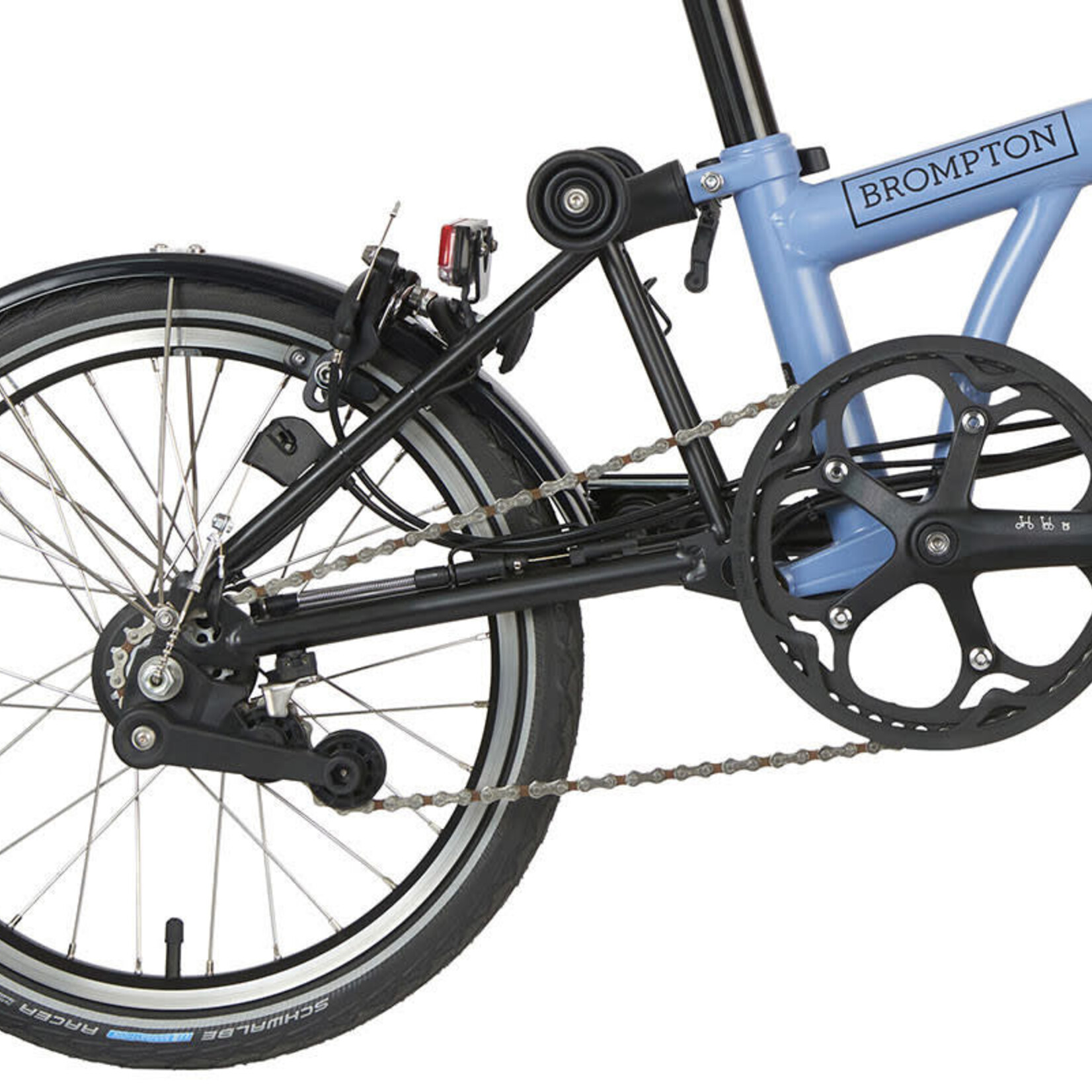 Brompton Electric C Line Explore Mid Folding Bike - Cloud Blue / Black