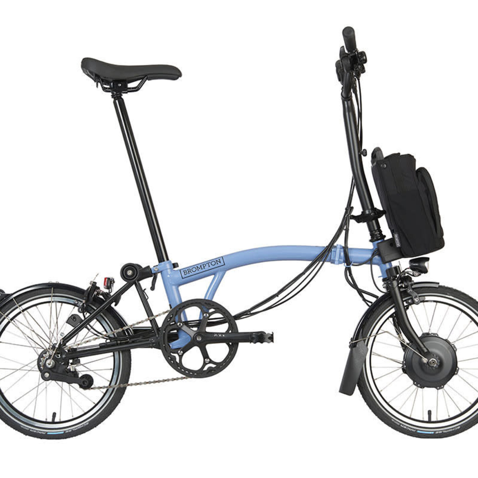 Brompton Electric C Line Urban High Folding Bike - Cloud Blue