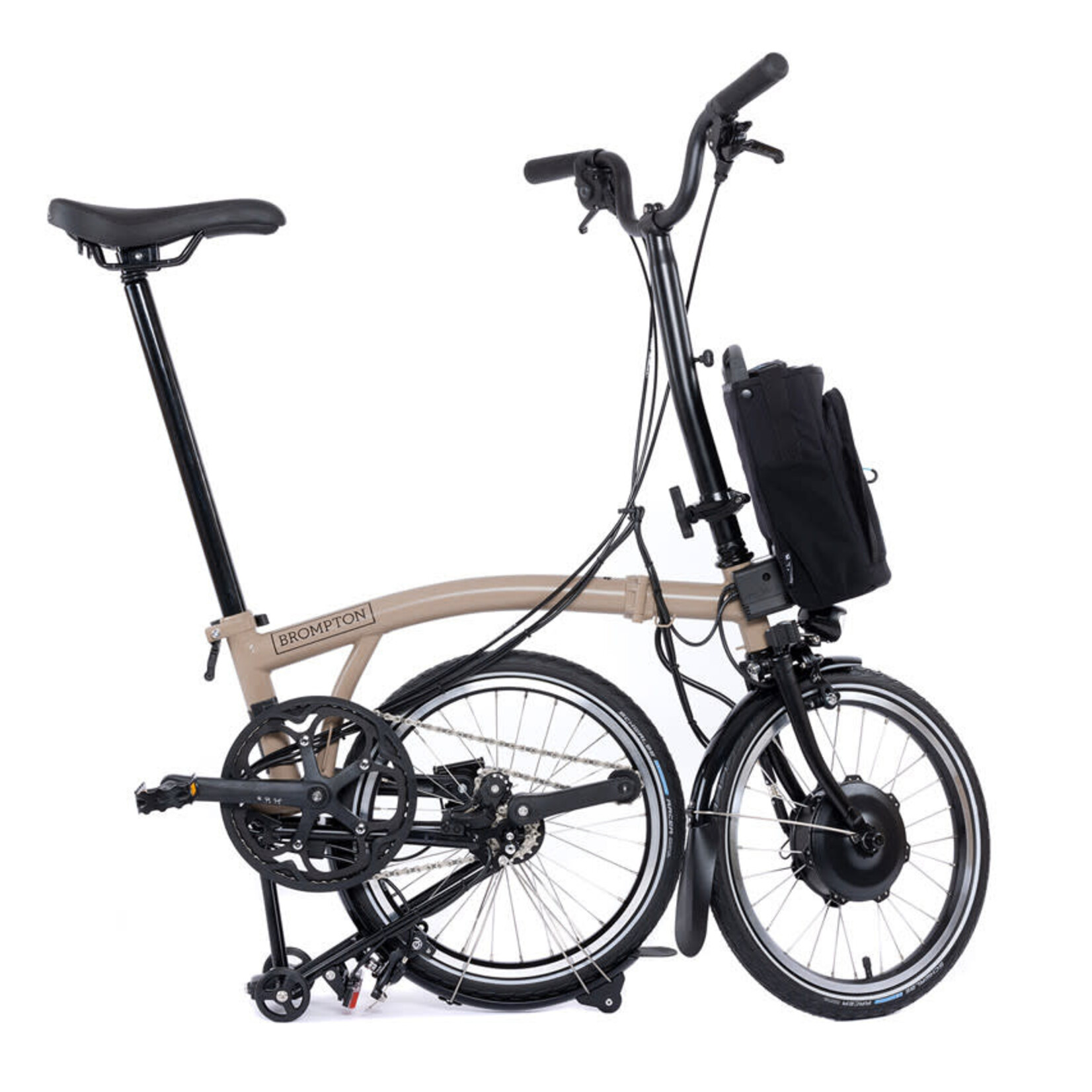 Brompton Electric C Line 4 Speed High Folding Bike - Dune Sand