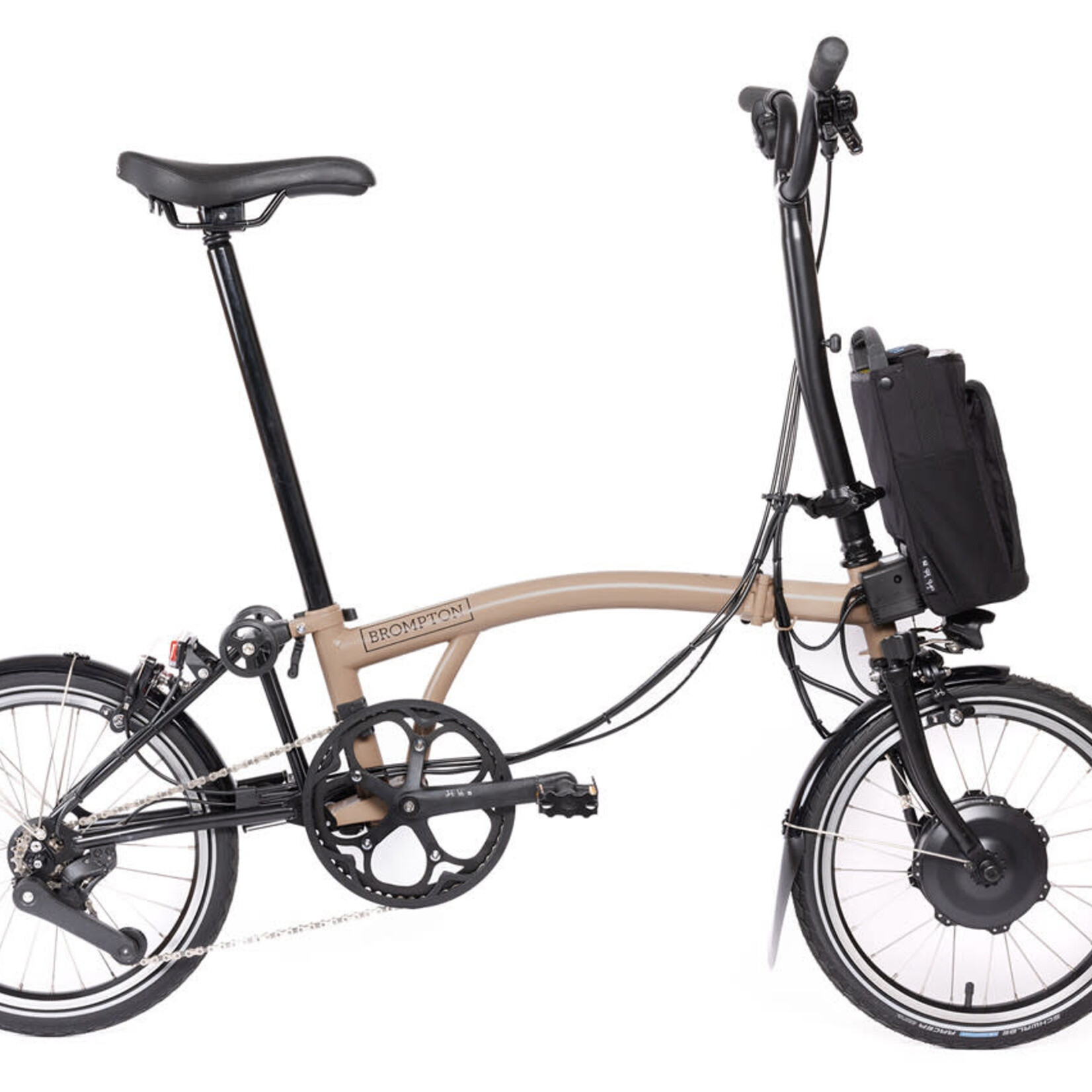 Brompton Electric C Line 4 Speed High Folding Bike - Dune Sand