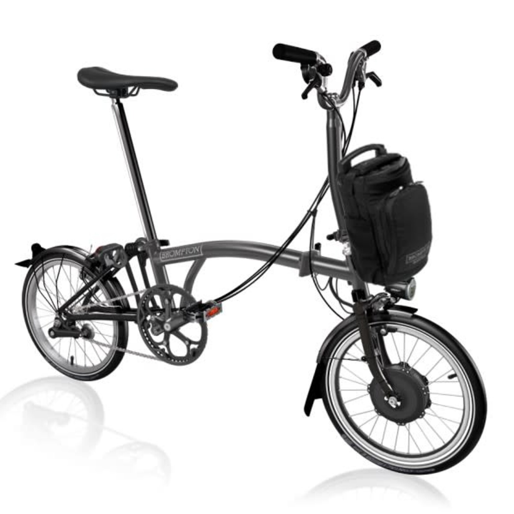 Brompton Electric P Line 4 Speed Mid Folding Bike - Midnight Black Metallic