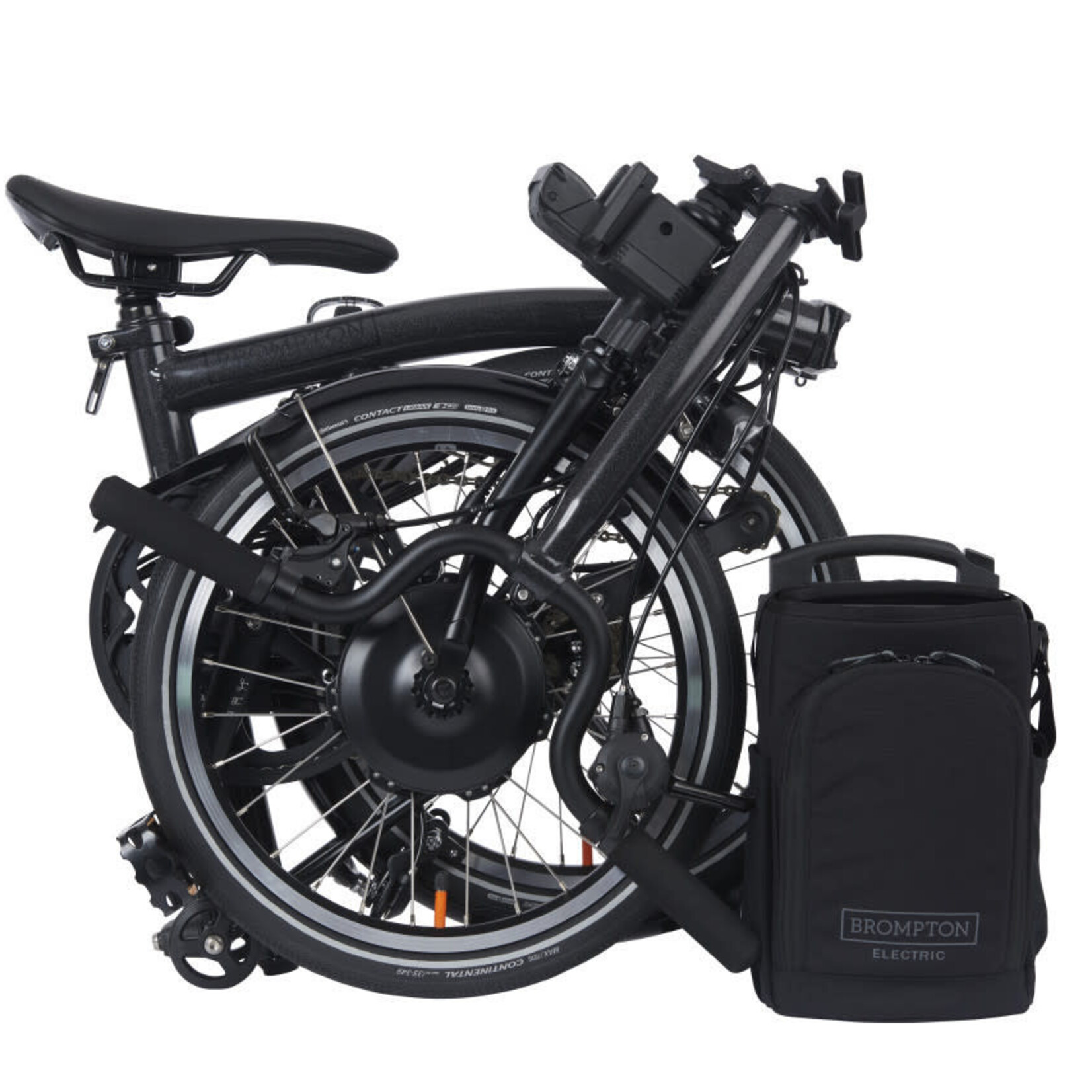 Brompton Electric P Line Urban Mid Folding Bike - Midnight Black Metallic