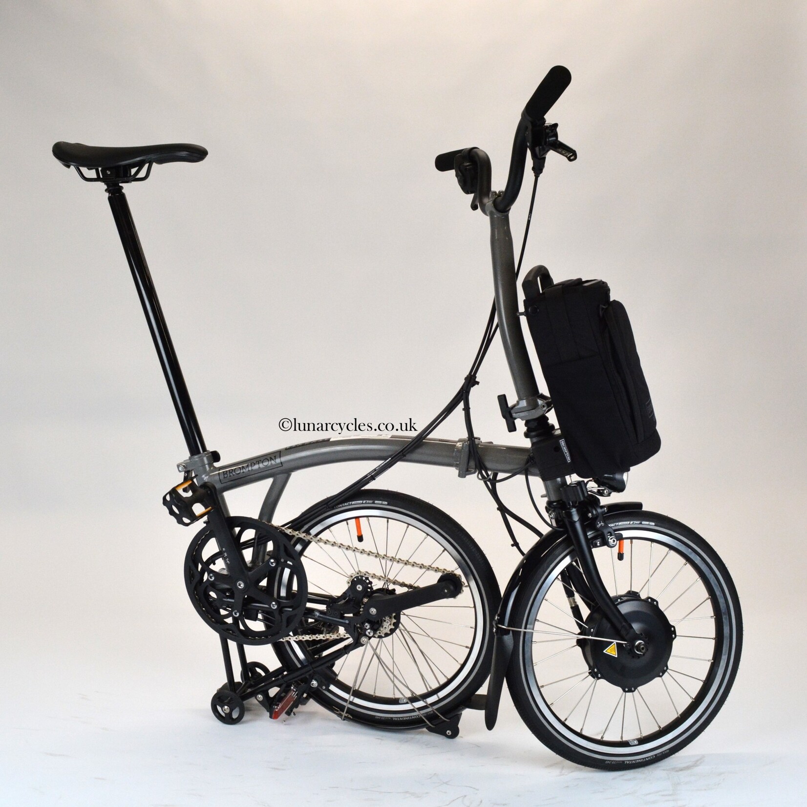 Brompton Electric P Line Urban Mid Folding Bike - Storm Grey Metallic