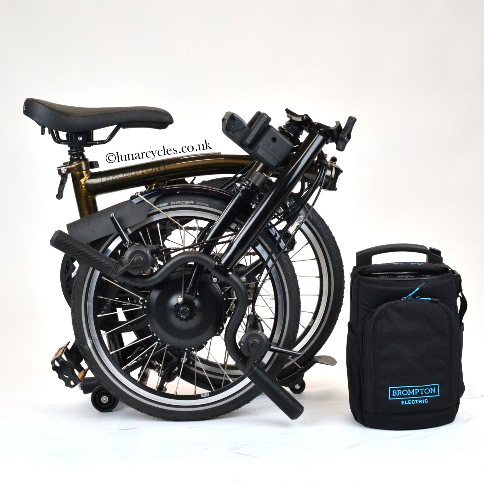 Brompton Electric C Line Explore Mid Folding Bike - Gloss Black Lacquer