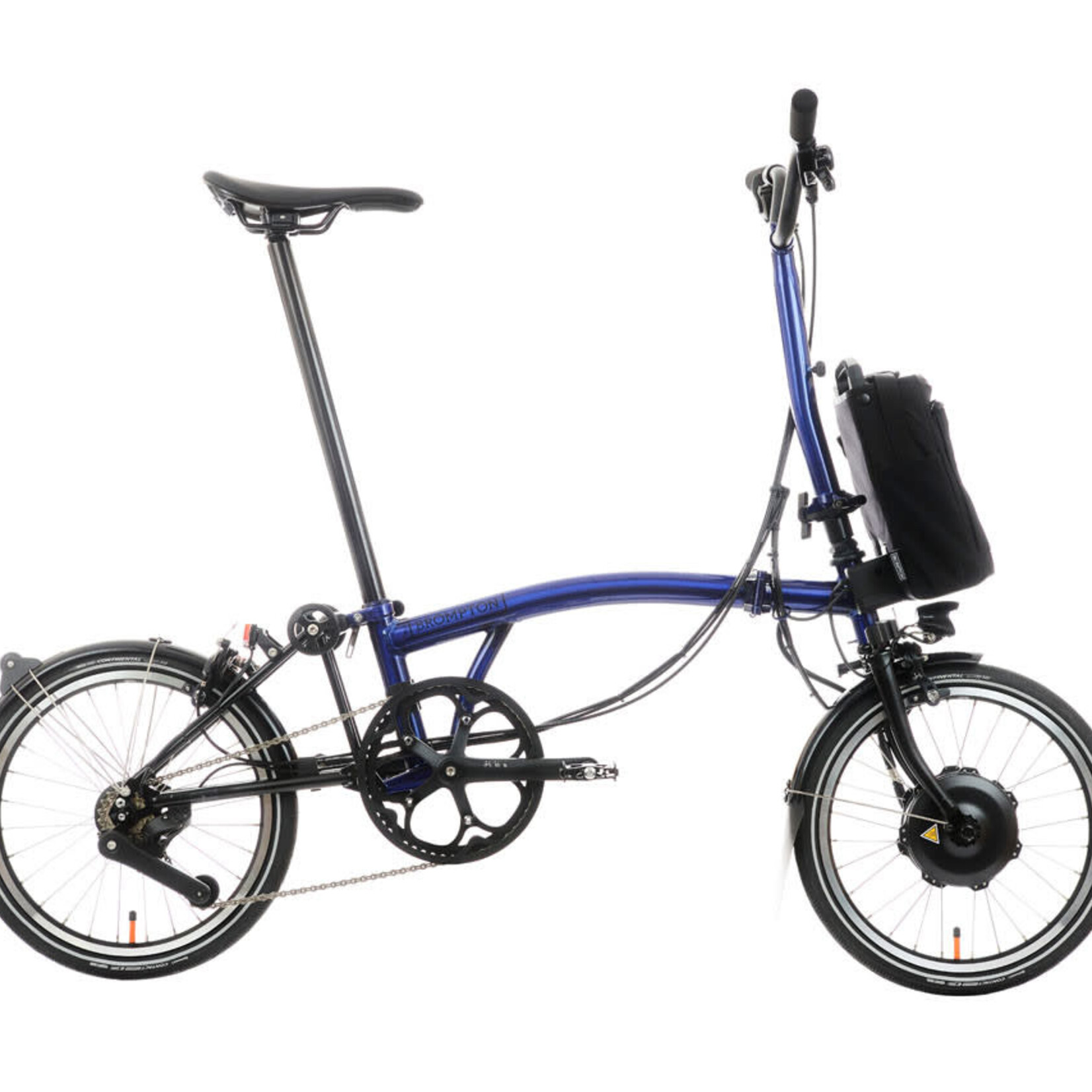 Brompton Electric P Line 12 Speed High Folding Bike - Bolt Blue Lacquer