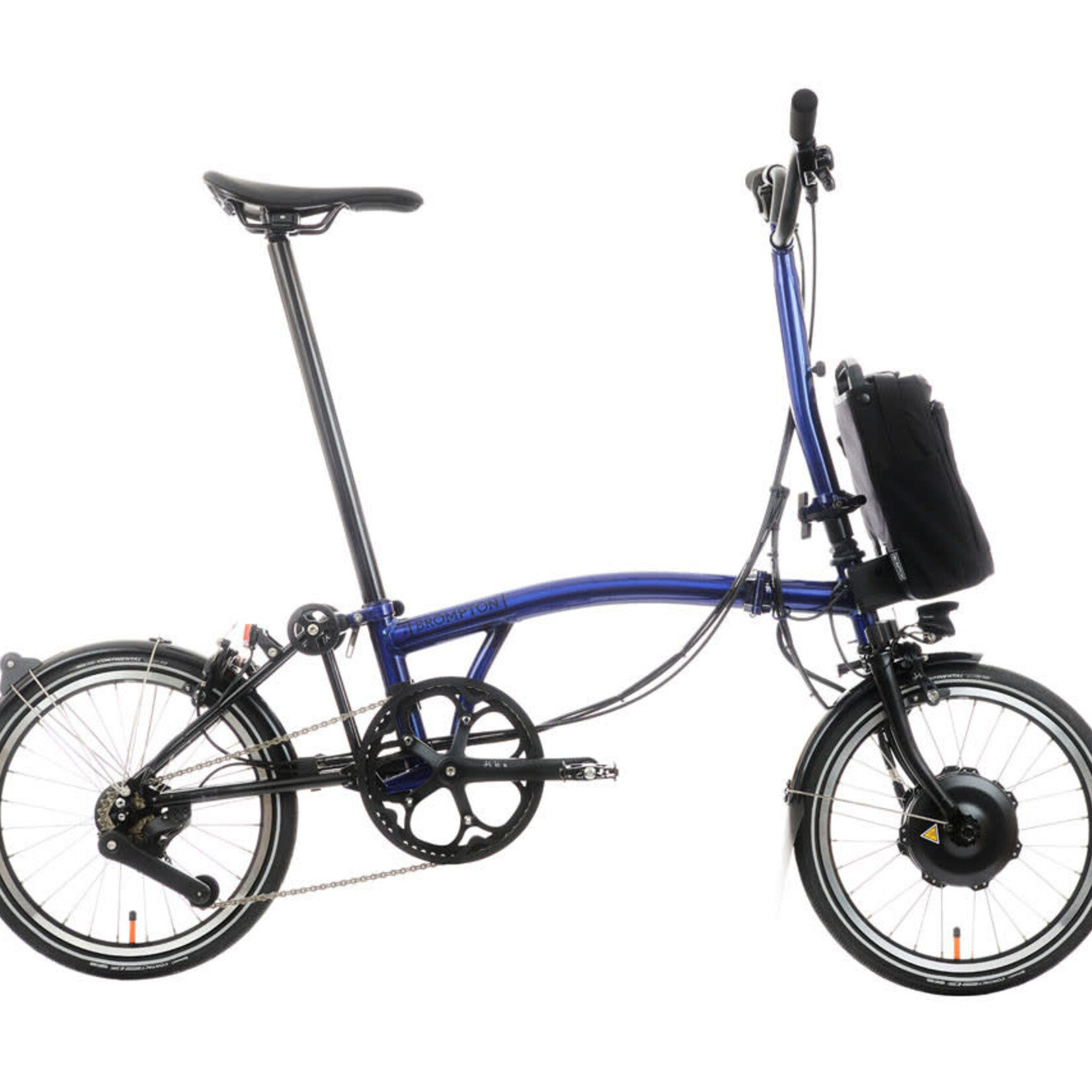 Brompton Electric P Line Explore High Folding Bike - Bolt Blue Lacquer (12 speed)