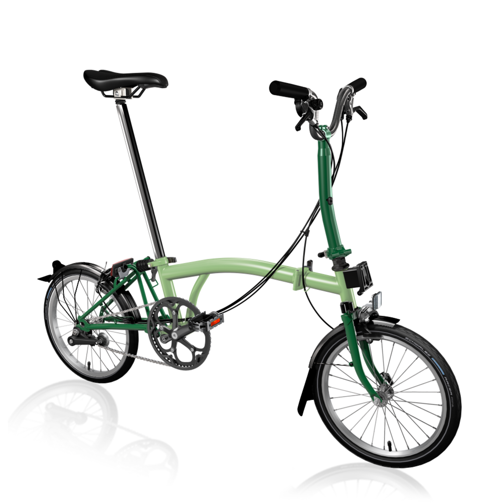 Brompton C Line Explore Mid Folding Bike - Matcha Green Main Frame with Racing Green Extremities