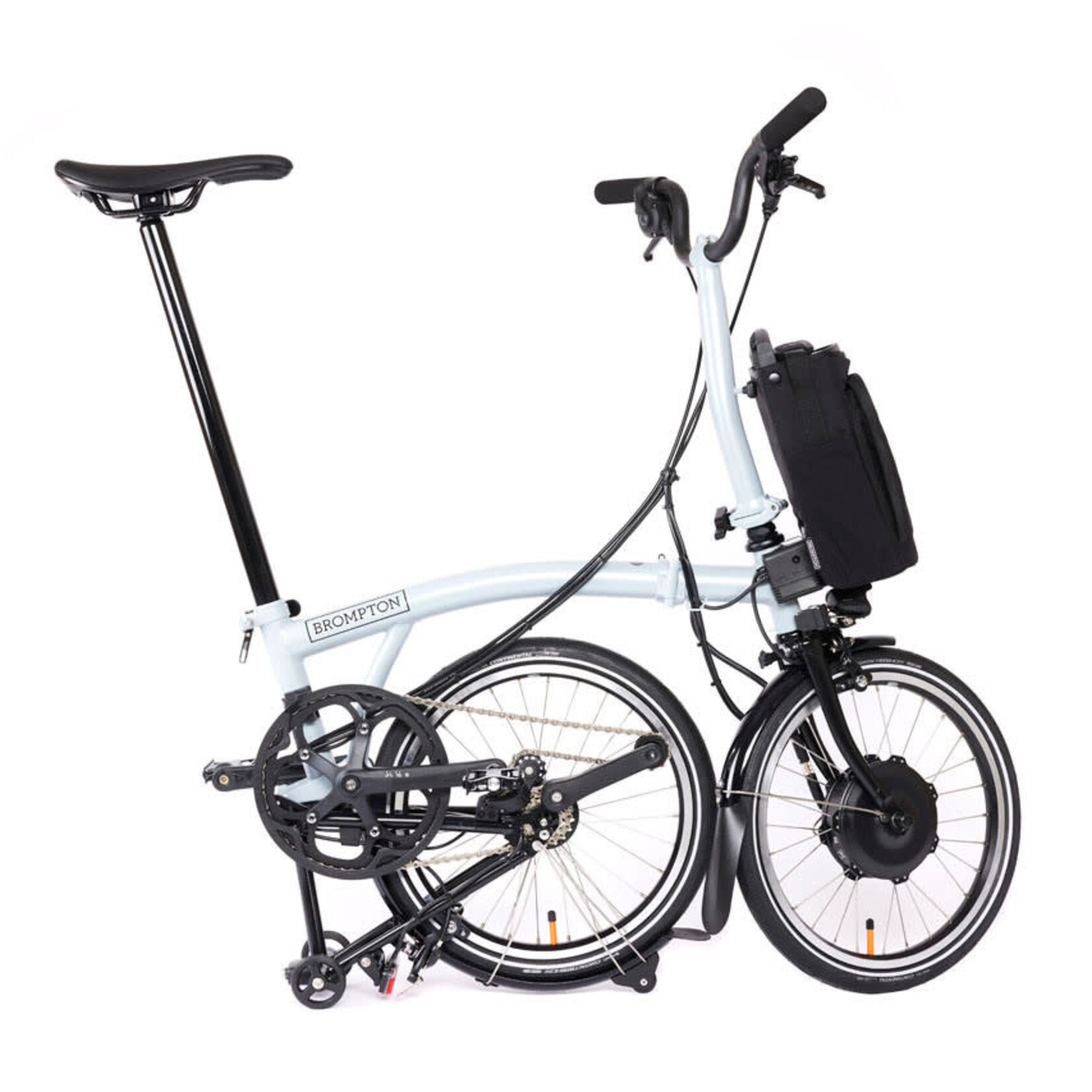 Brompton Electric P Line 4 Speed Mid Folding Bike - Lunar Ice