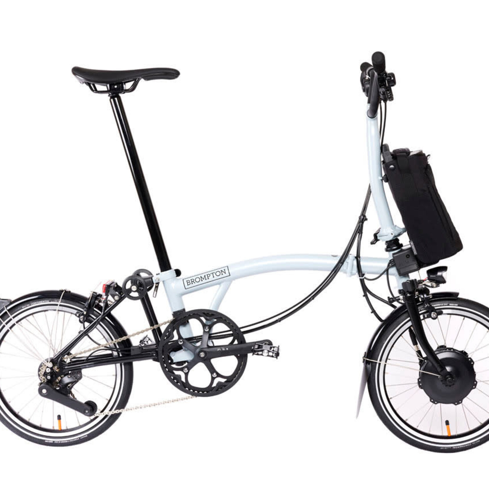 Brompton Electric P Line 4 Speed Mid Folding Bike - Lunar Ice