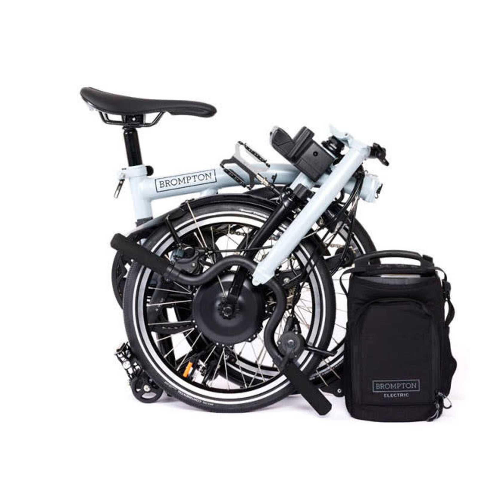Brompton Electric P Line 4 Speed Mid Folding Bike - Lunar Ice