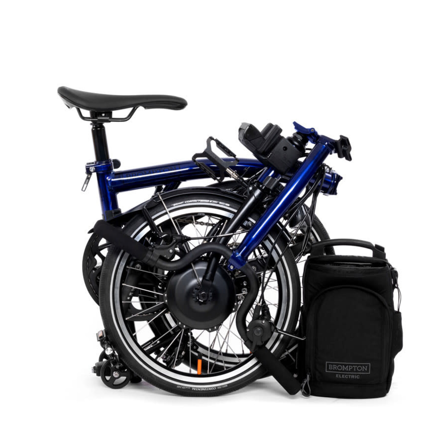 Brompton  Electric P Line 12 Speed Mid Folding Bike - Bolt Blue Lacquer