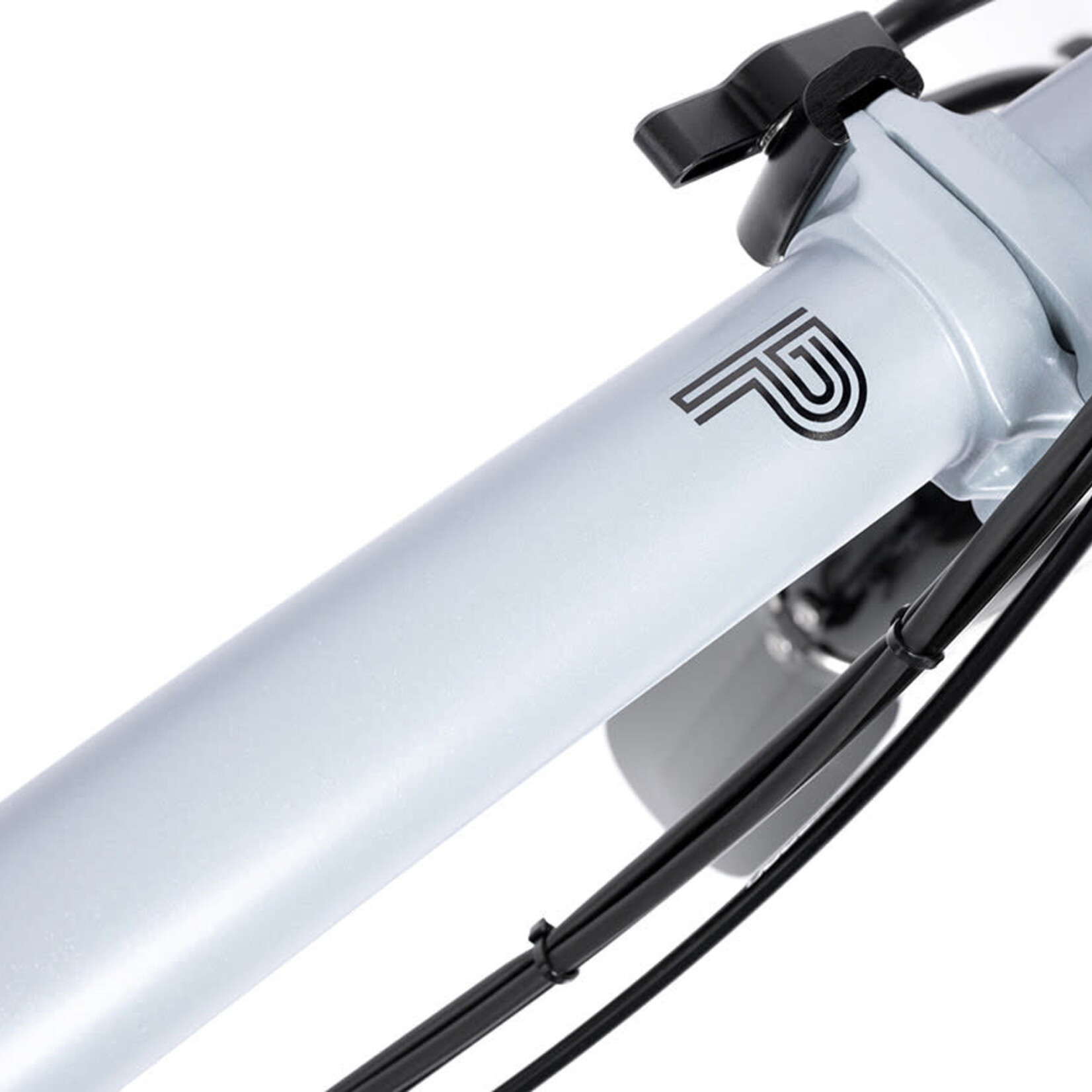 Brompton Electric P Line 4 Speed High Folding Bike with Roller Rack - Lunar Ice