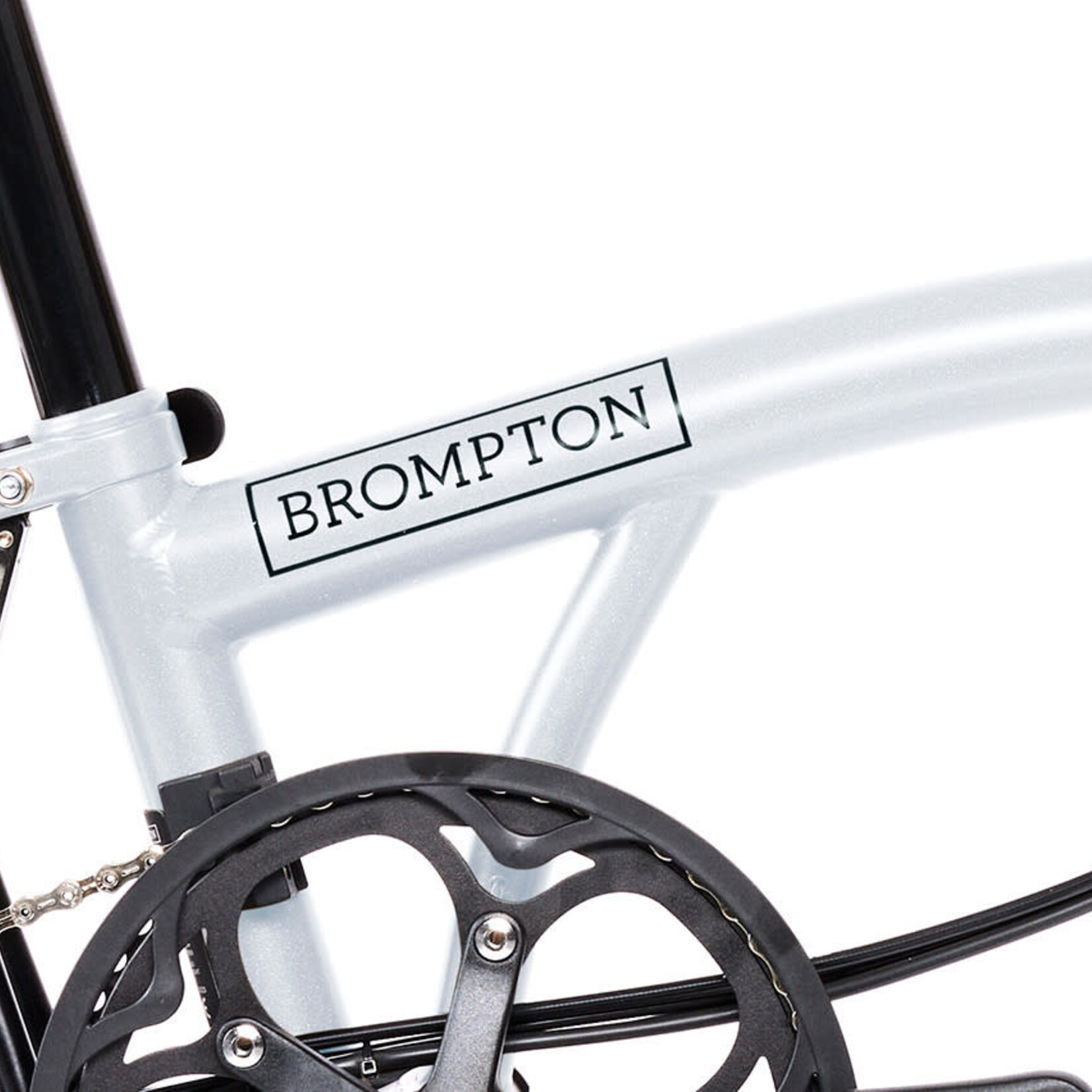 Brompton Electric P Line 4 Speed High Folding Bike with Roller Rack - Lunar Ice