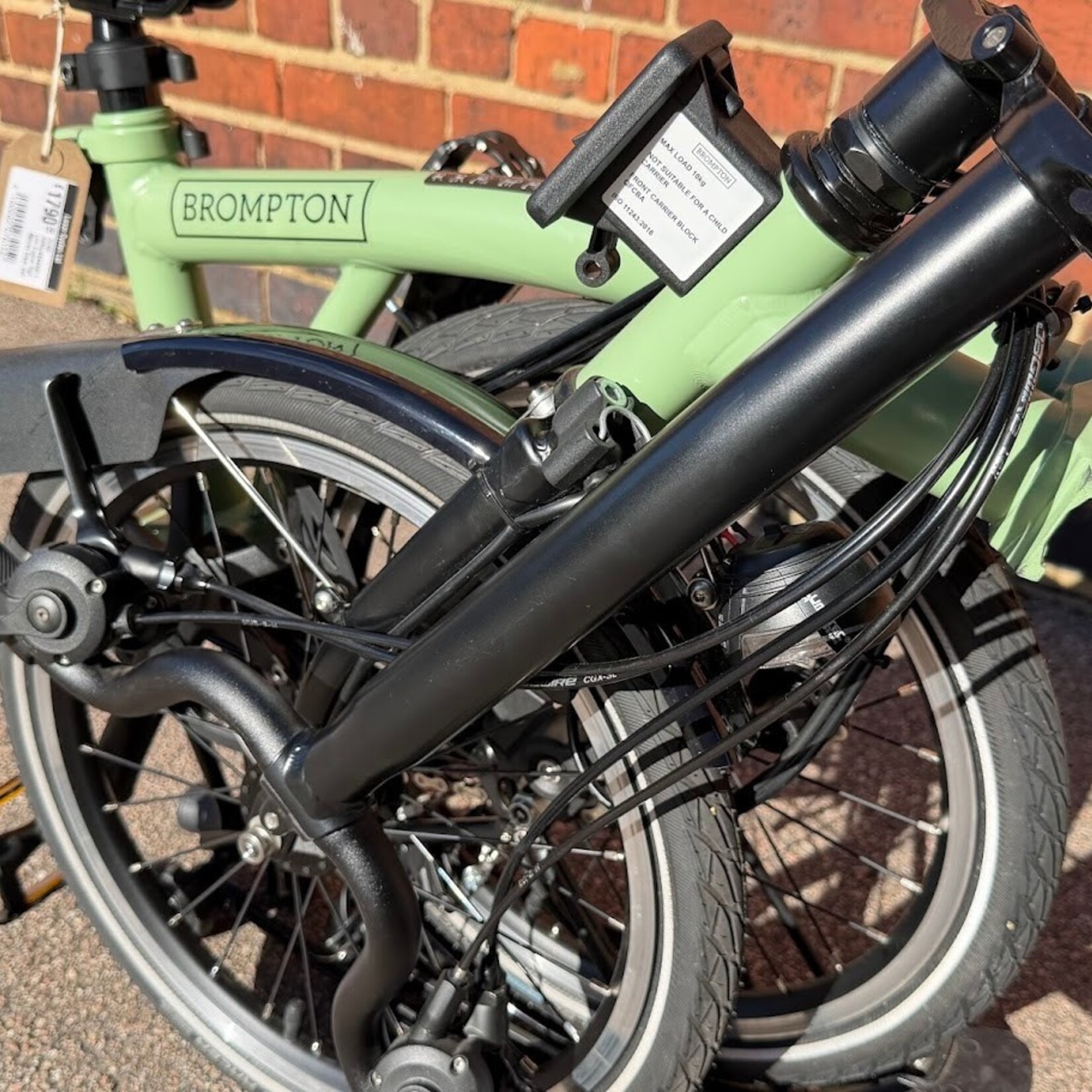 Brompton EX-DEMO C Line 6 Speed High Folding Bike with Rack - Matcha Green and Black,