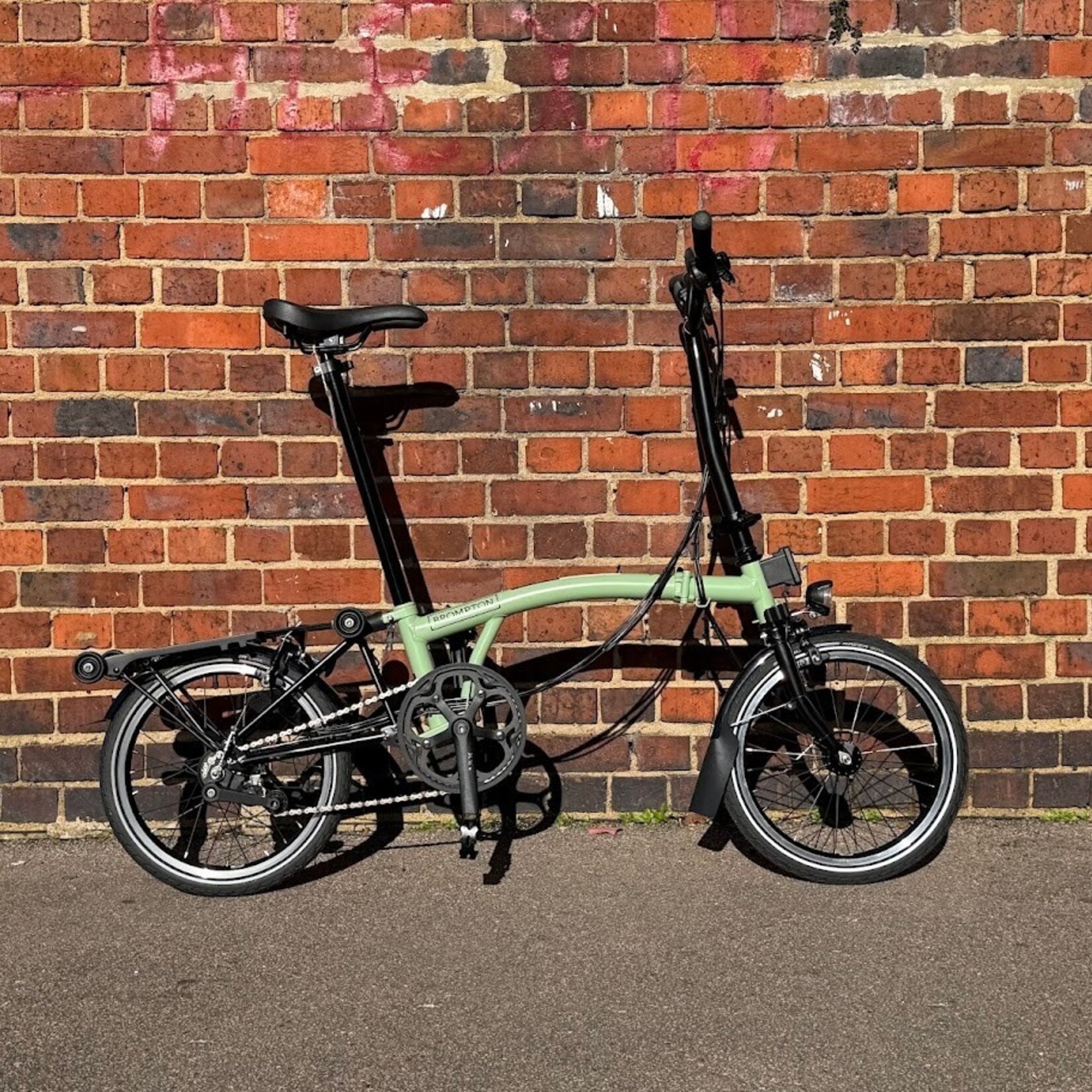 Brompton EX-DEMO C Line 6 Speed High Folding Bike with Rack - Matcha Green and Black,