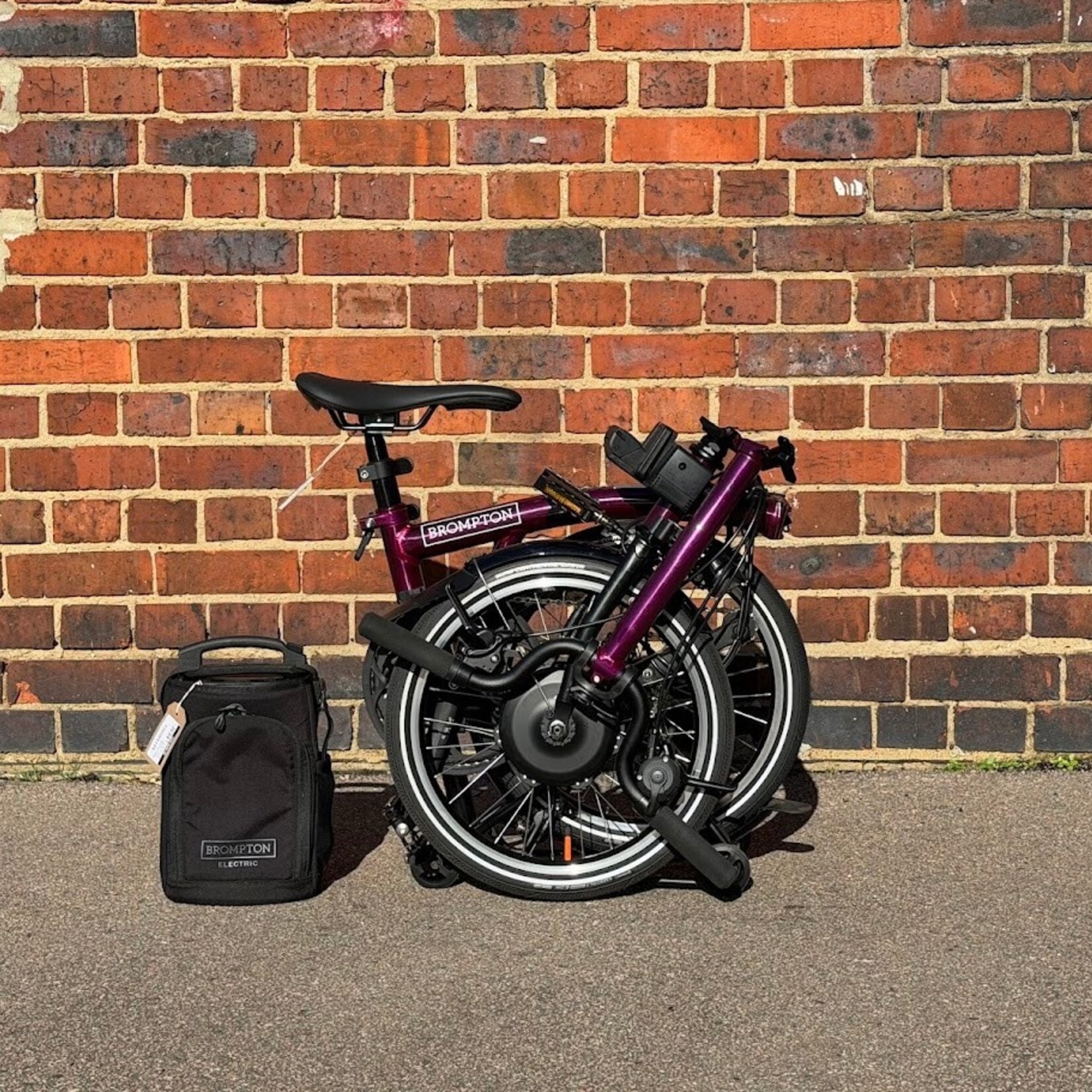 Brompton EX-DEMO Electric P Line 4 Speed Mid Folding Bike with Roller Rack - Amethyst Lacquer