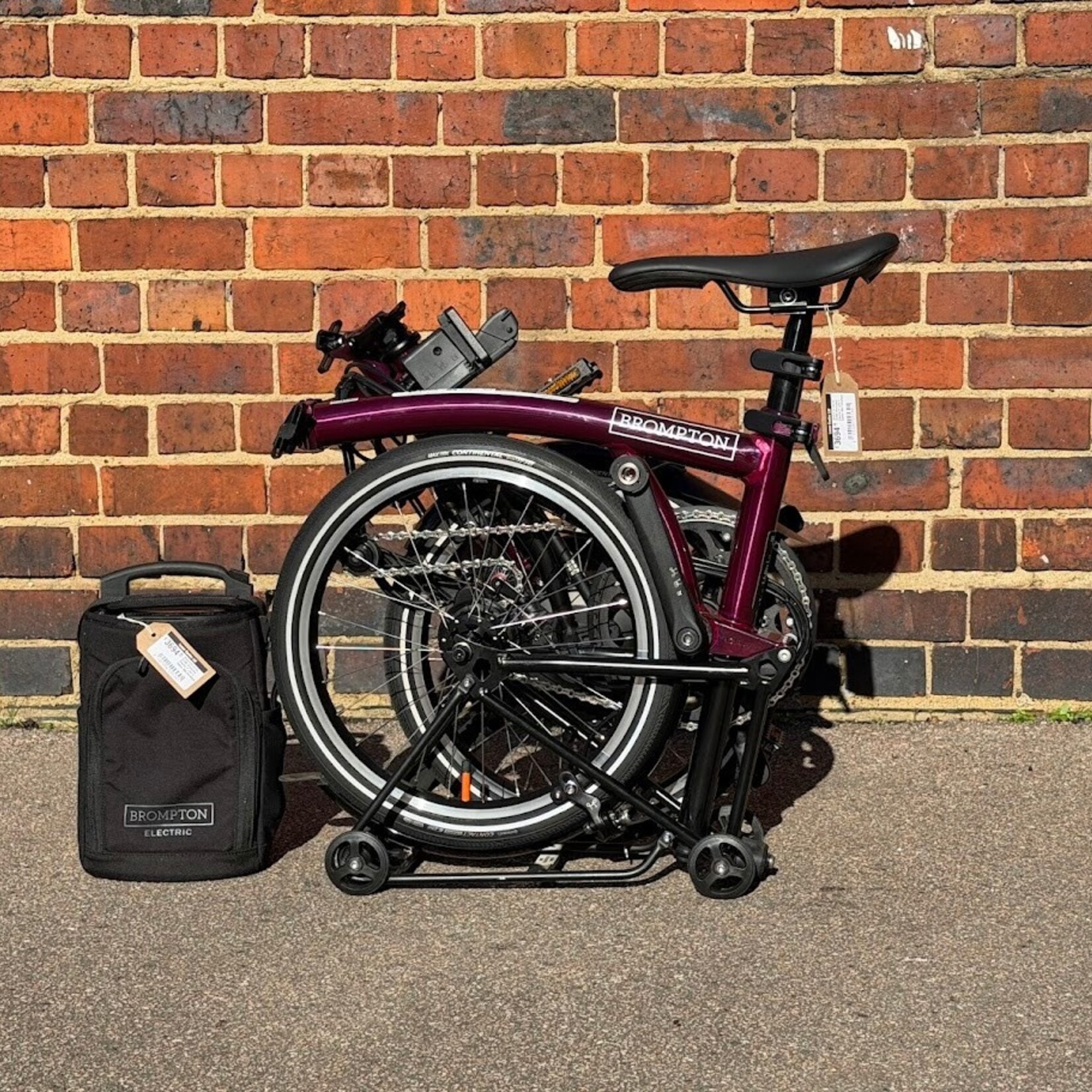 Brompton EX-DEMO Electric P Line 4 Speed Mid Folding Bike with Roller Rack - Amethyst Lacquer