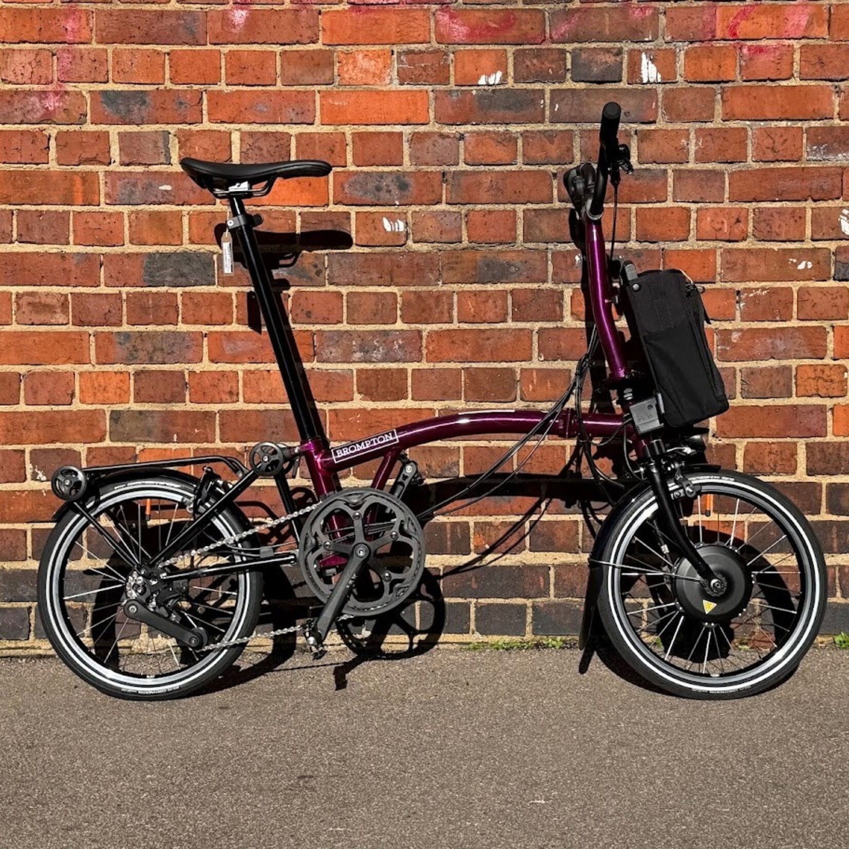 Brompton EX-DEMO Electric P Line 4 Speed Mid Folding Bike with Roller Rack - Amethyst Lacquer