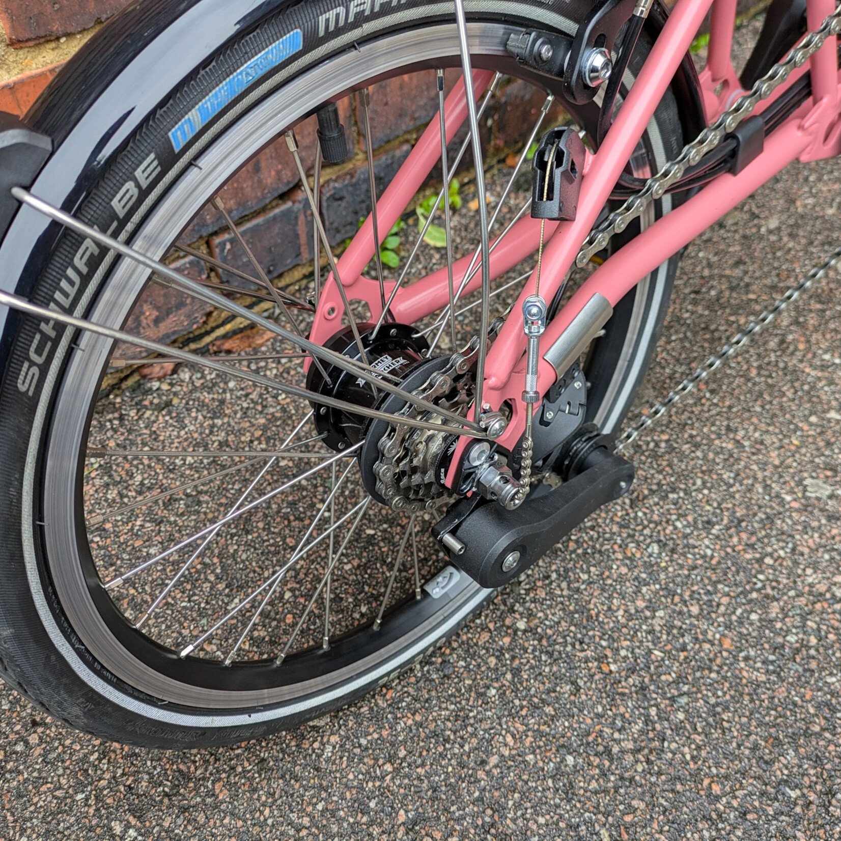 Brompton EX-DEMO C Line 12 Speed Mid Folding Bike - Flamingo Pink