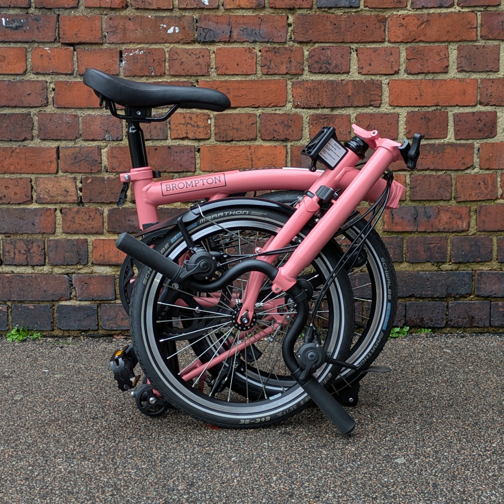 Brompton EX-DEMO C Line 12 Speed Mid Folding Bike - Flamingo Pink