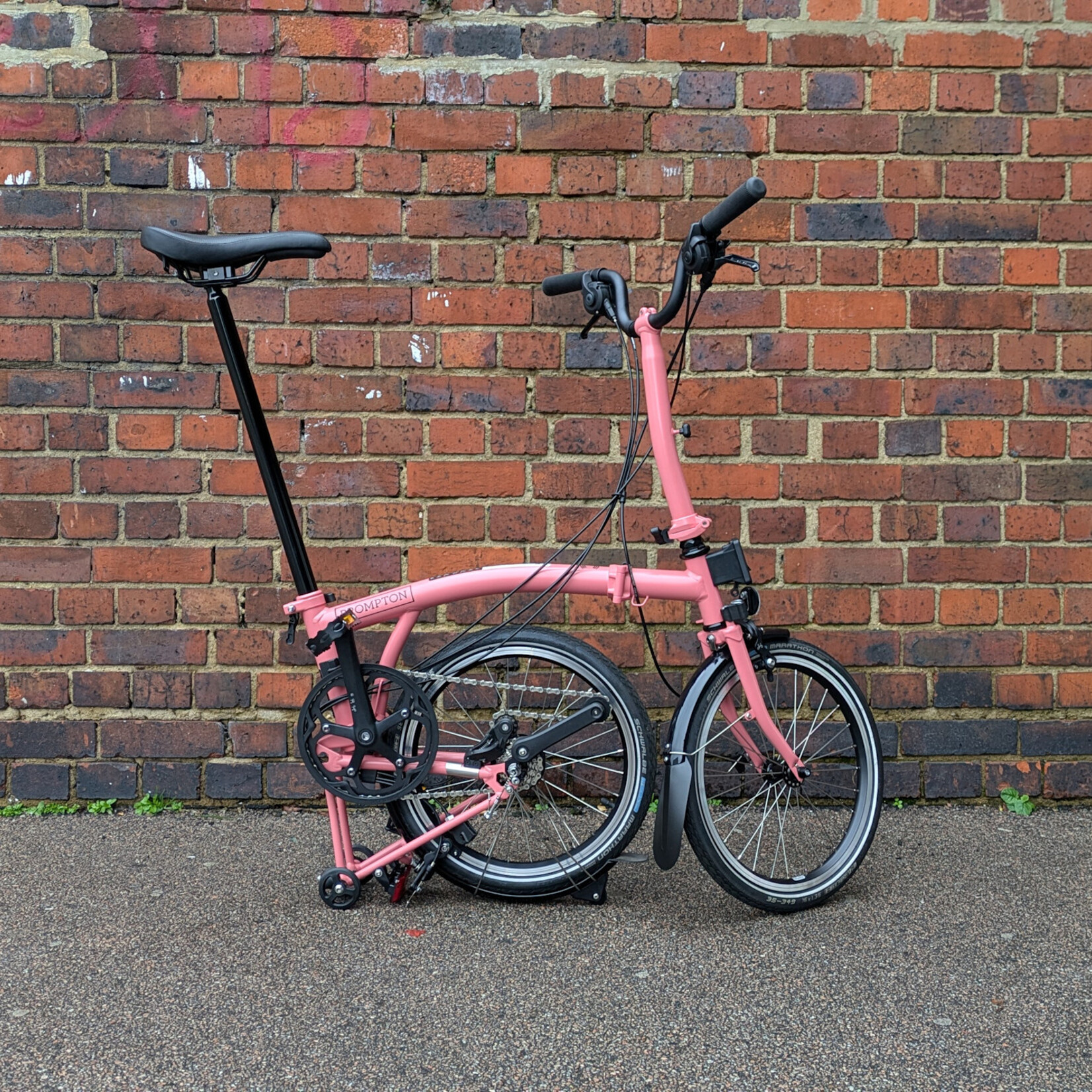 Brompton EX-DEMO C Line 12 Speed Mid Folding Bike - Flamingo Pink