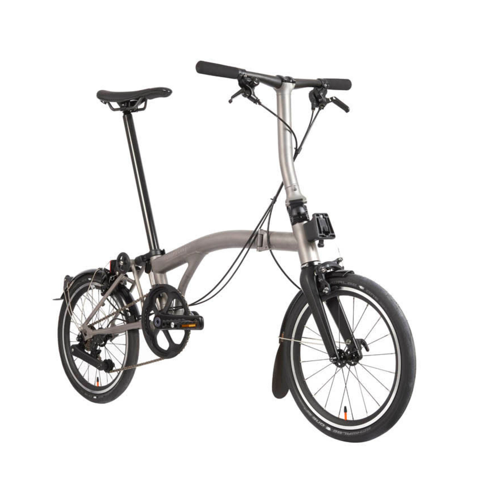 Brompton T Line, 4 Speed, Low Handlebars -Blasted Titanium
