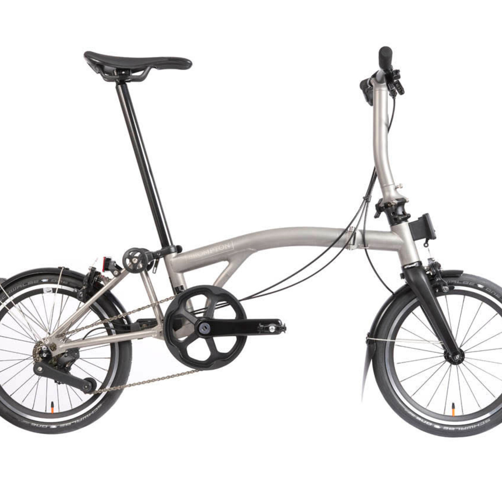 Brompton T Line, 4 Speed, Low Handlebars -Blasted Titanium