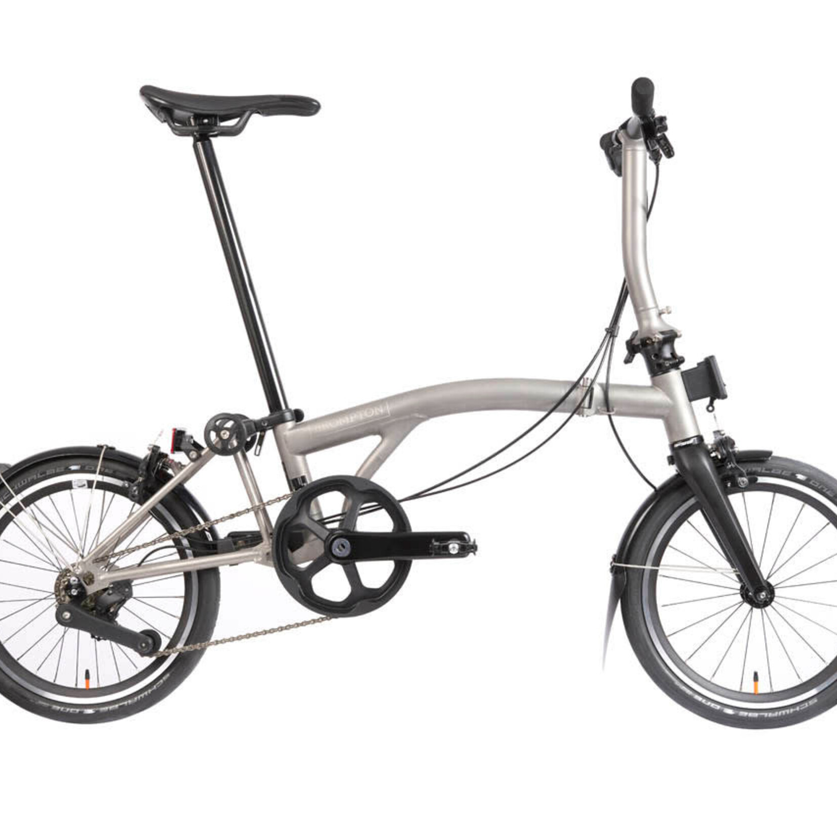 Brompton T Line, 12 Speed, Low Handlebars -Blasted Titanium