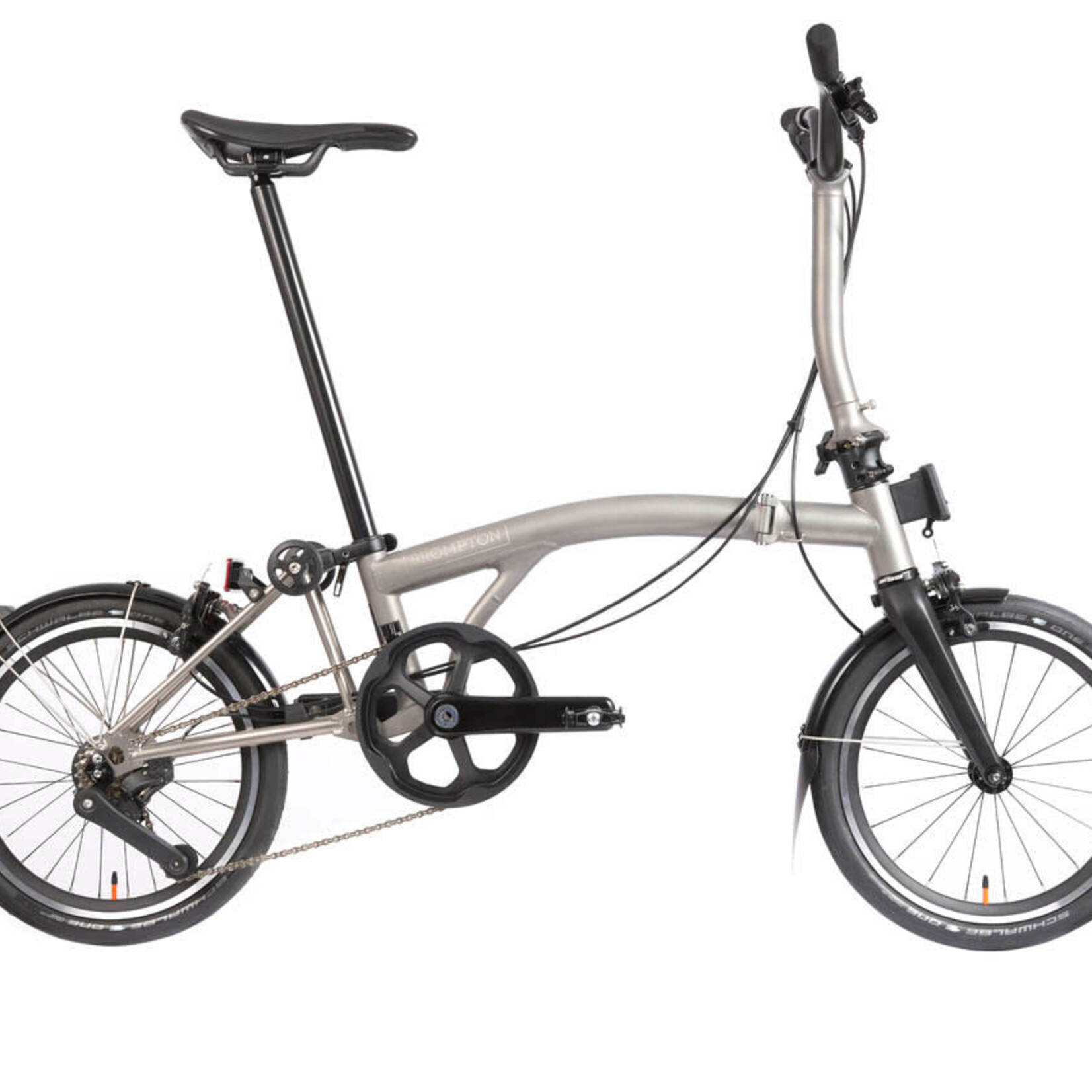 Brompton T Line, 12 Speed, Mid Handlebars -Blasted Titanium