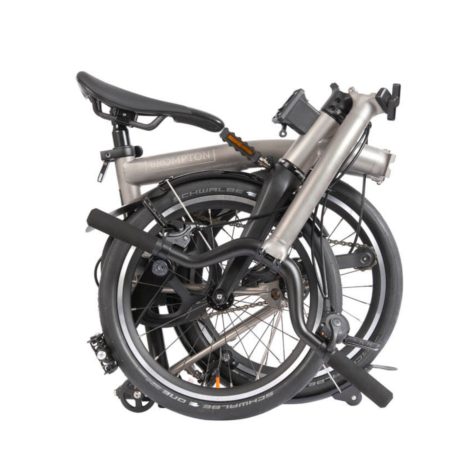 Brompton T Line, 4 Speed, Mid Handlebars -Blasted Titanium