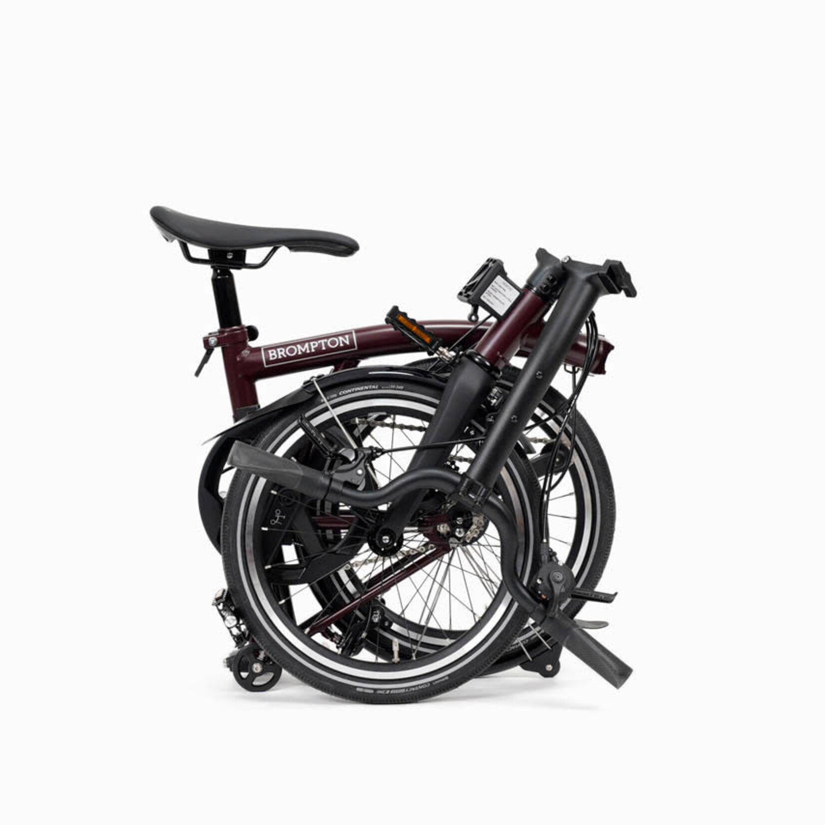 Brompton P Line, 12 Speed, Mid Handlebars - Plum Red