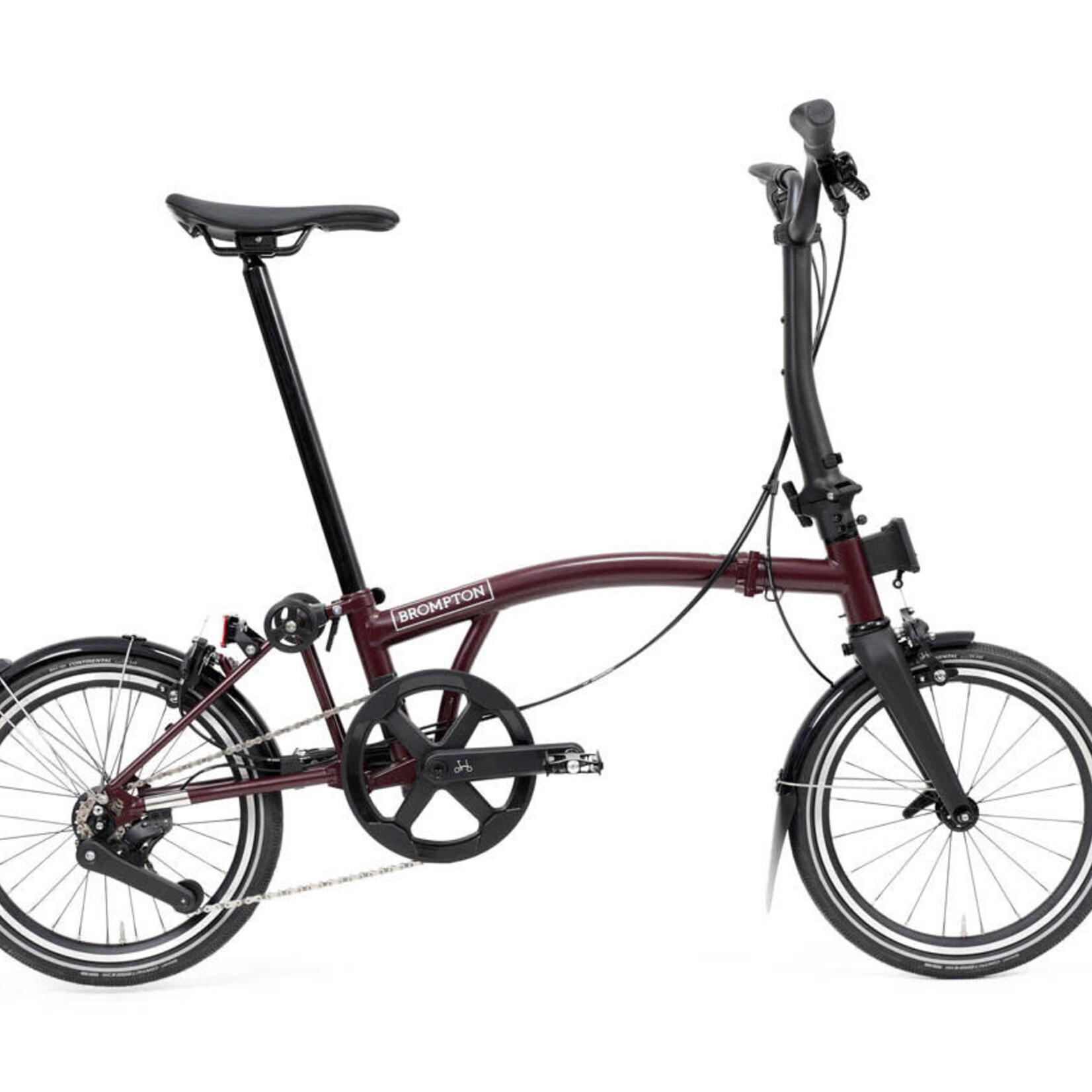 Brompton P Line, 12 Speed, Mid Handlebars - Plum Red