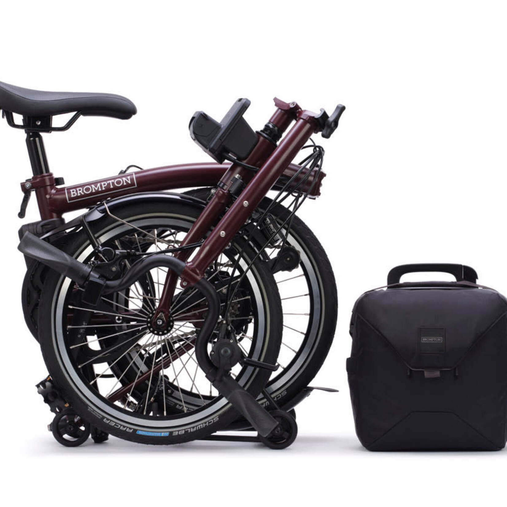 Brompton Electric C Line 4 Speed Mid Handlebars -Plum red