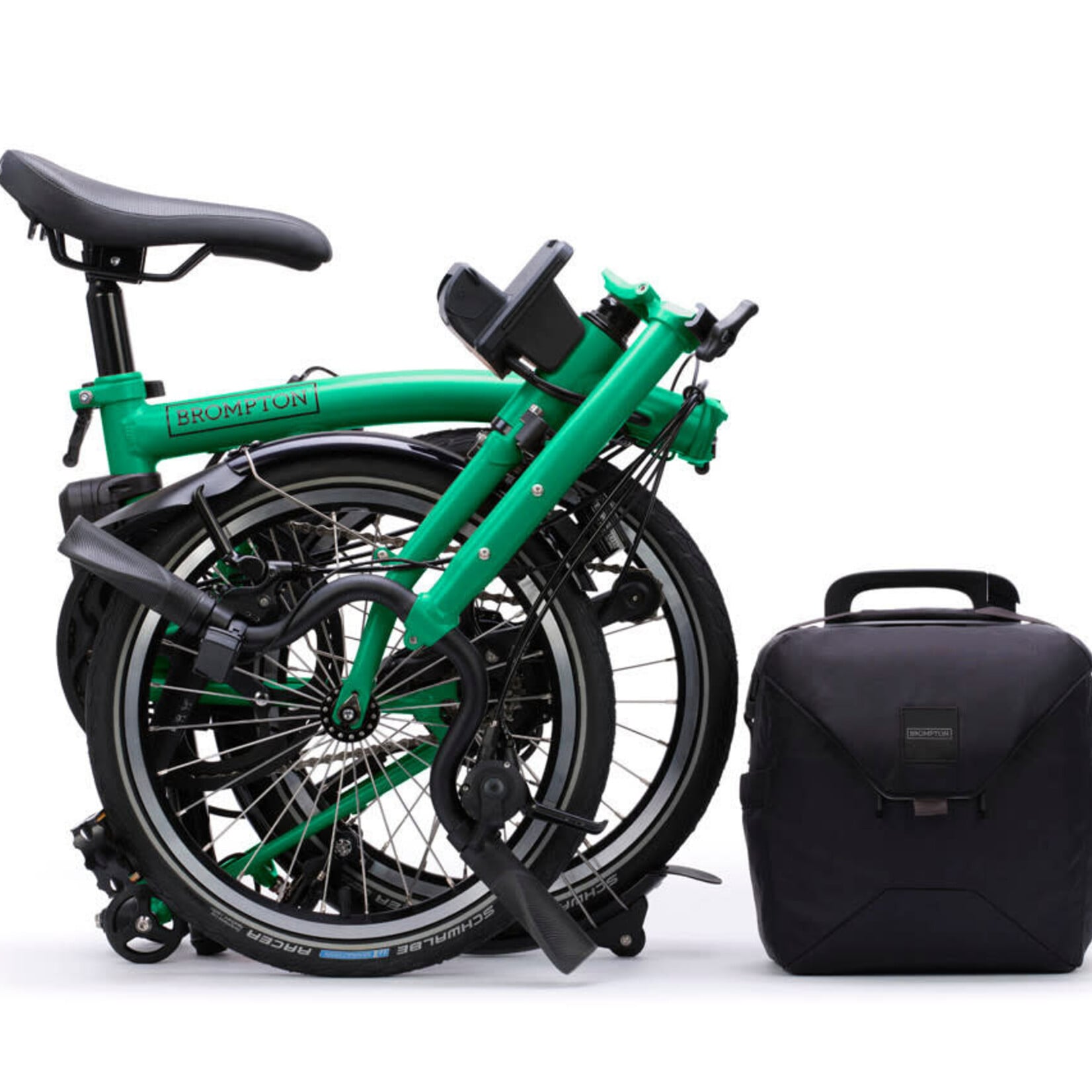 Brompton Electric C Line 4 Speed Mid Handlebars -Palm Green