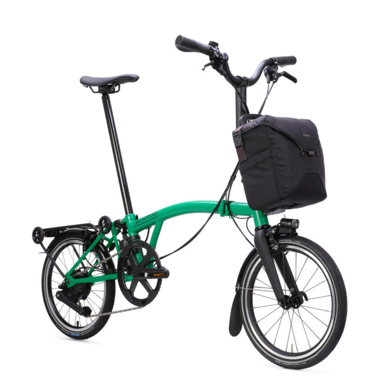 Brompton Electric P Line 4 Speed Mid Handlebars - Palm Green
