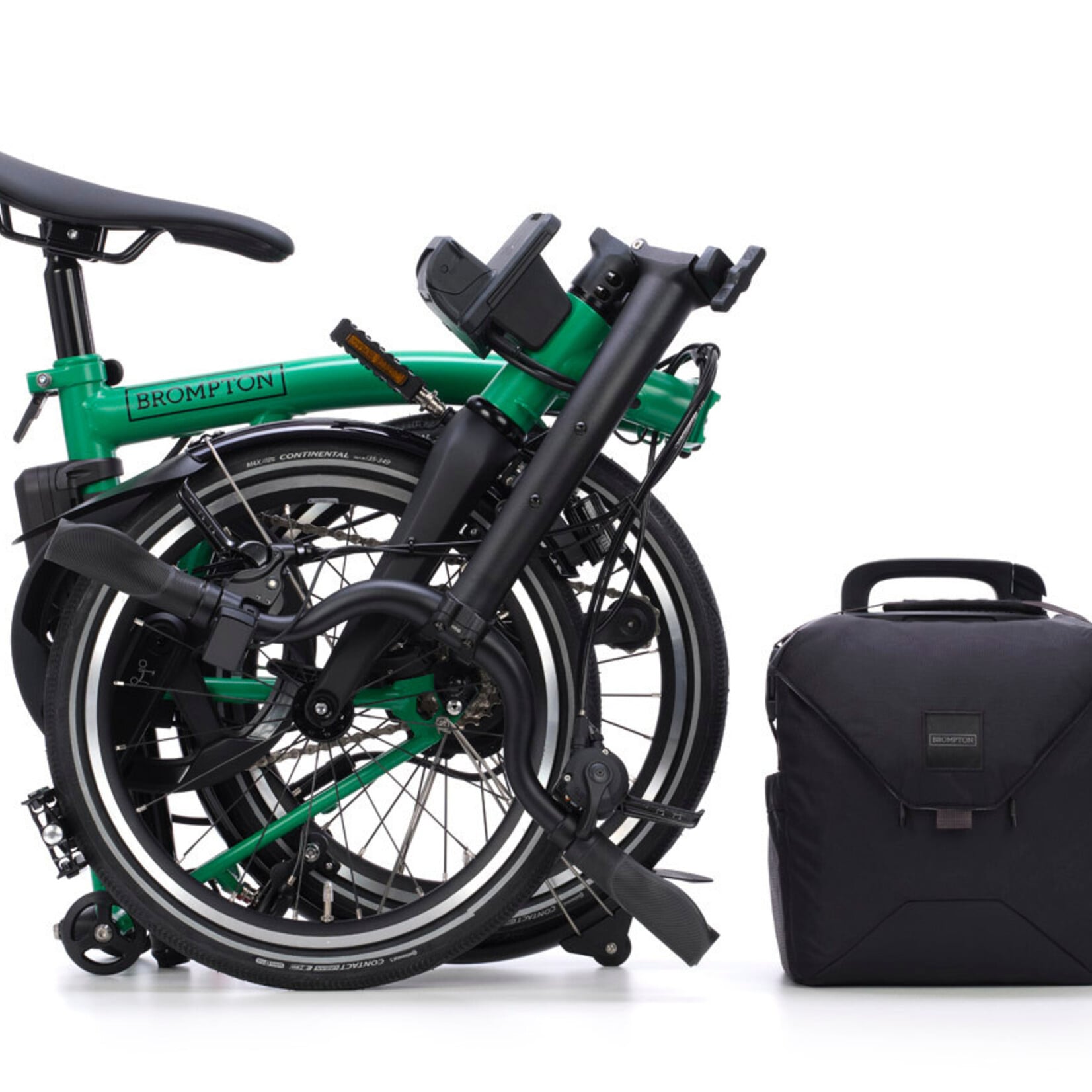 Brompton Electric P Line 4 Speed Mid Handlebars - Palm Green